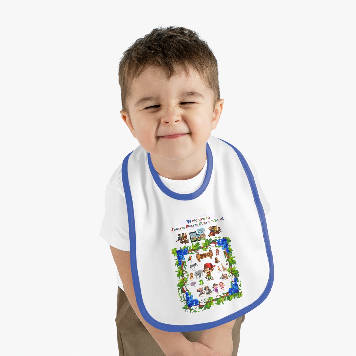 Welcome to Animal Planet Baby Bib - Cute Contrast Trim Bib for Mealtime Fun