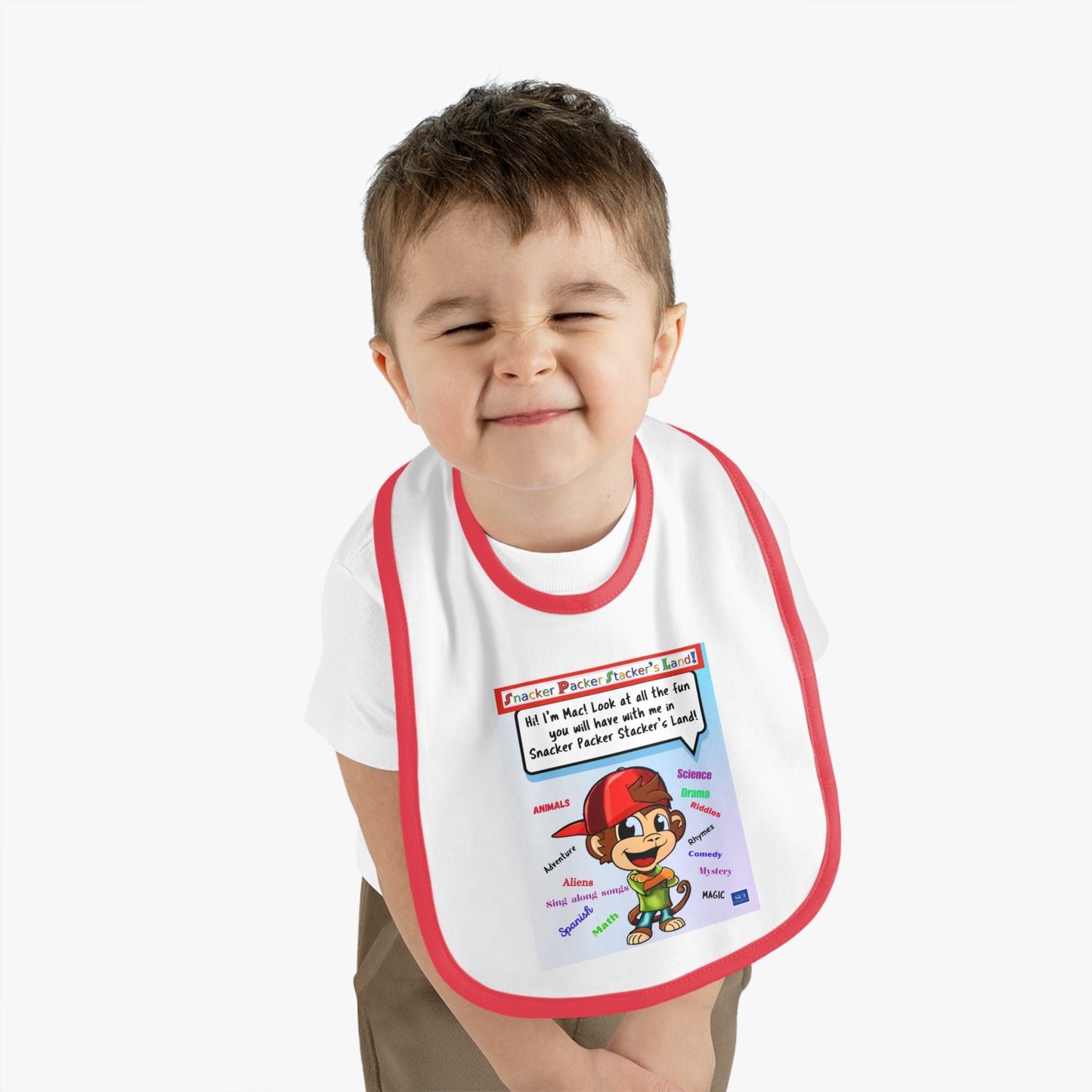 Playful Baby Jersey Bib with Fun Character Design