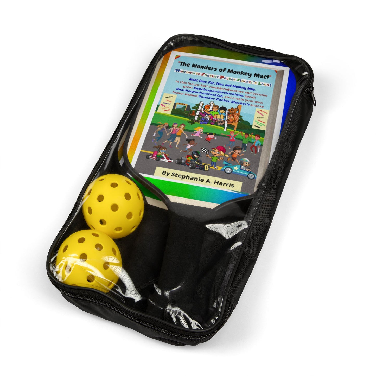 Pickleball Paddle Set with 'The Wonders of Monkey Mat' Design