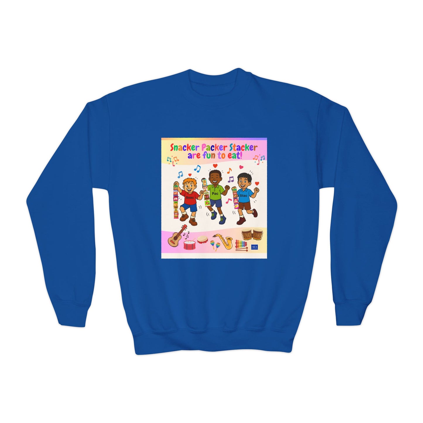 Youth Soccer Fun Crewneck Sweatshirt - Colorful Playful Design