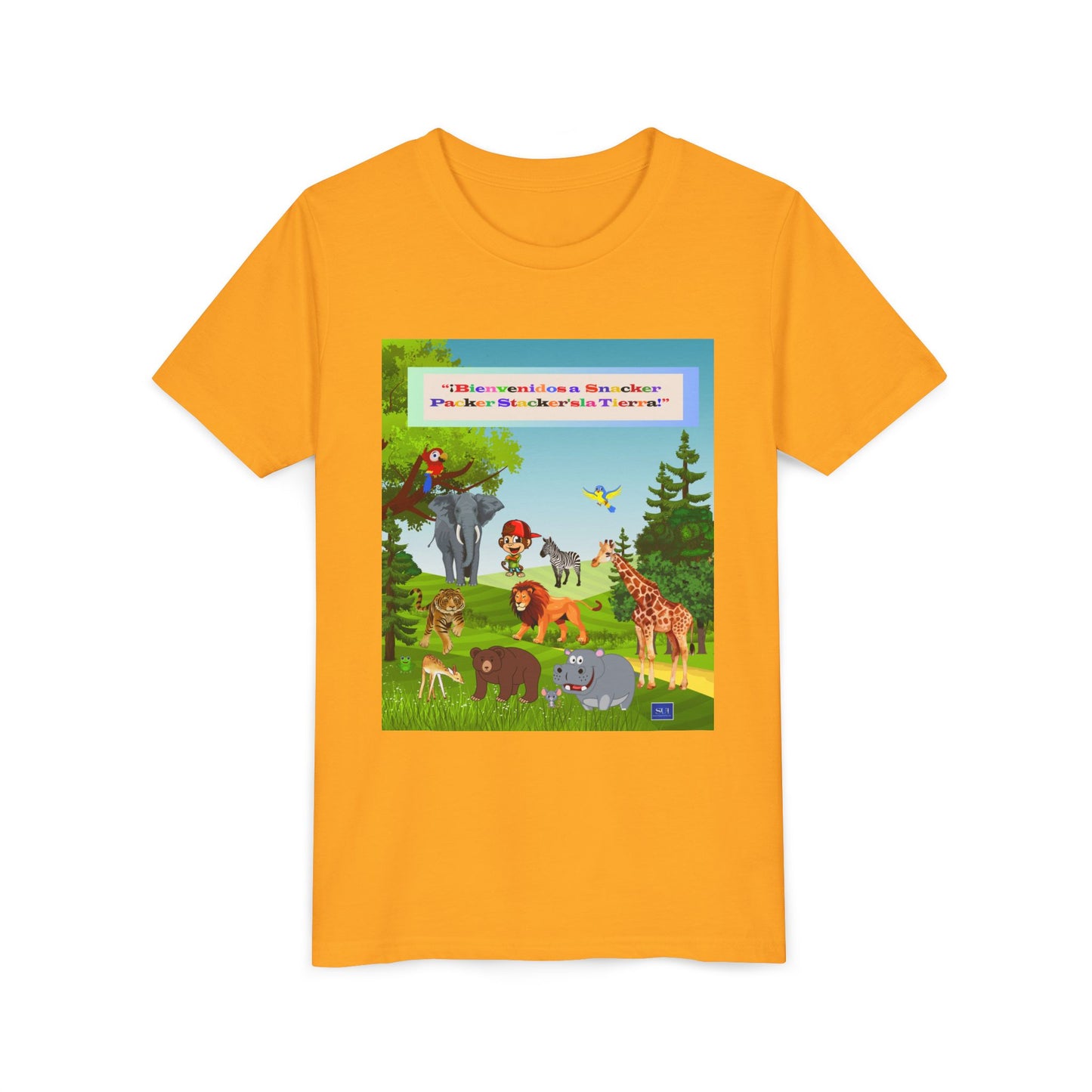 Youth - (Spanish) Safari de animales Tee — Lindo y Lindo Selva & Zoo Amigos Graphic Youth Shirt