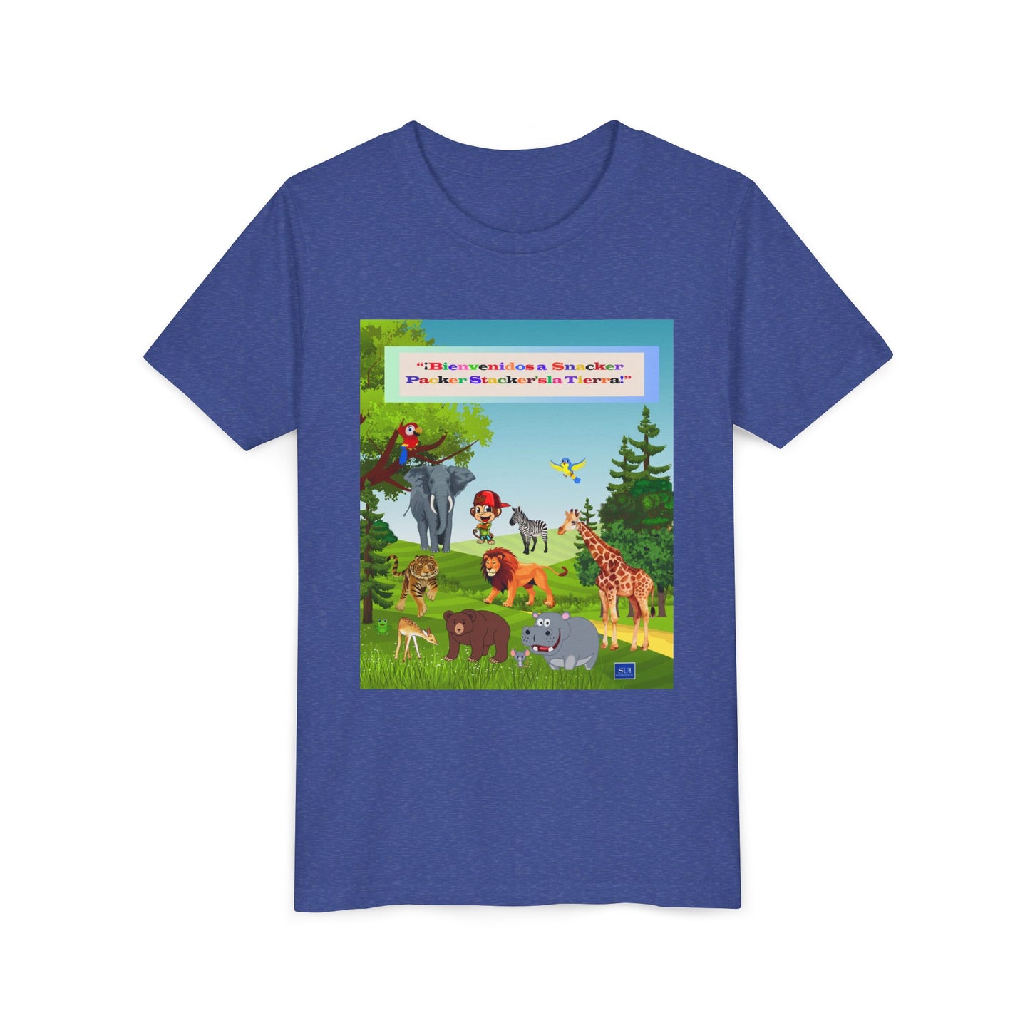 Youth - (Spanish) Safari de animales Tee — Lindo y Lindo Selva & Zoo Amigos Graphic Youth Shirt