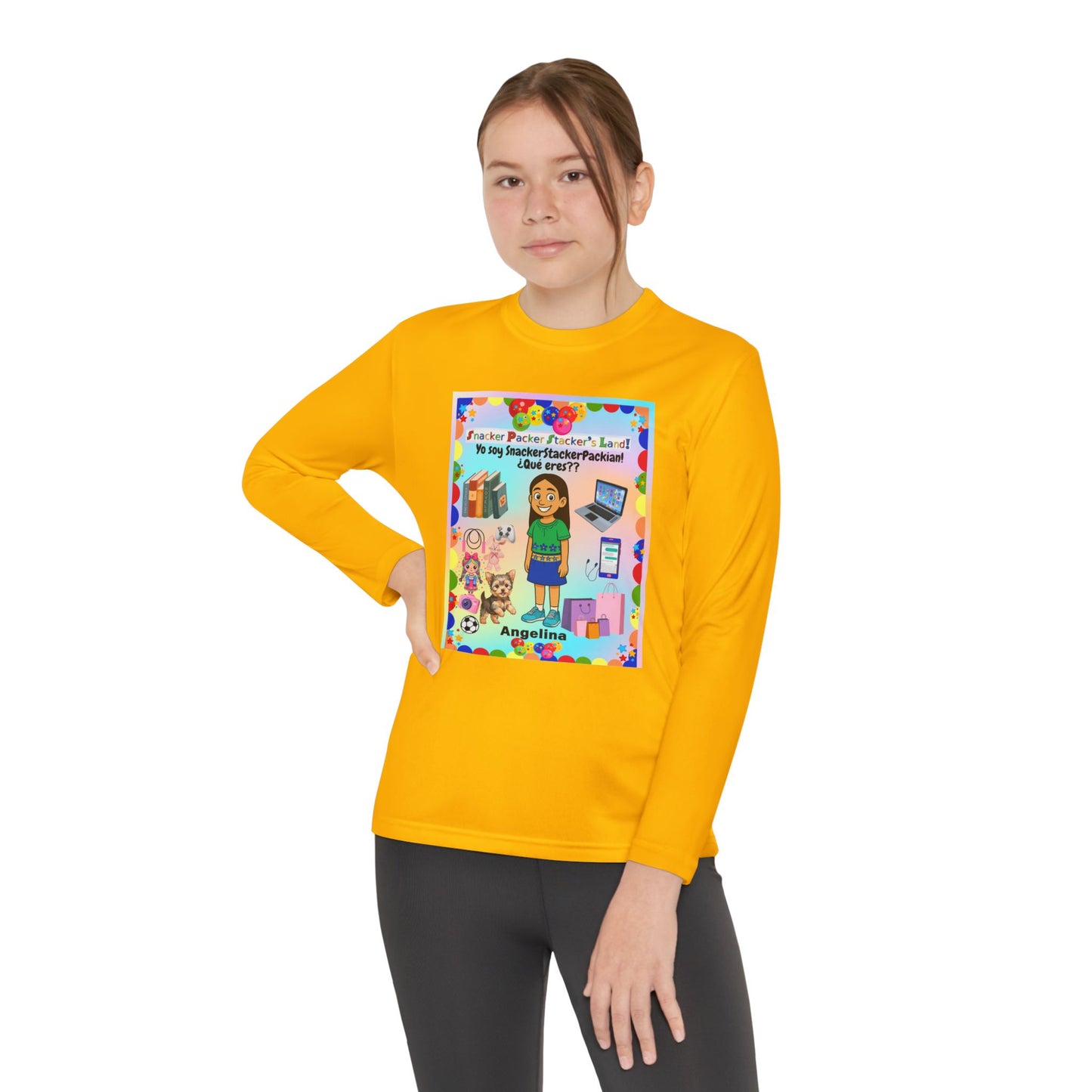 Youth Long Sleeve Tee — Personalized 'Angelina' Birthday/School Celebration Design