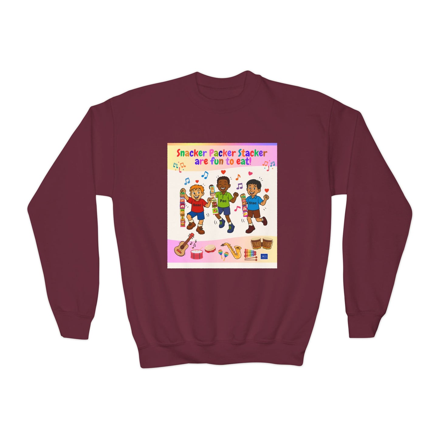 Youth Soccer Fun Crewneck Sweatshirt - Colorful Playful Design