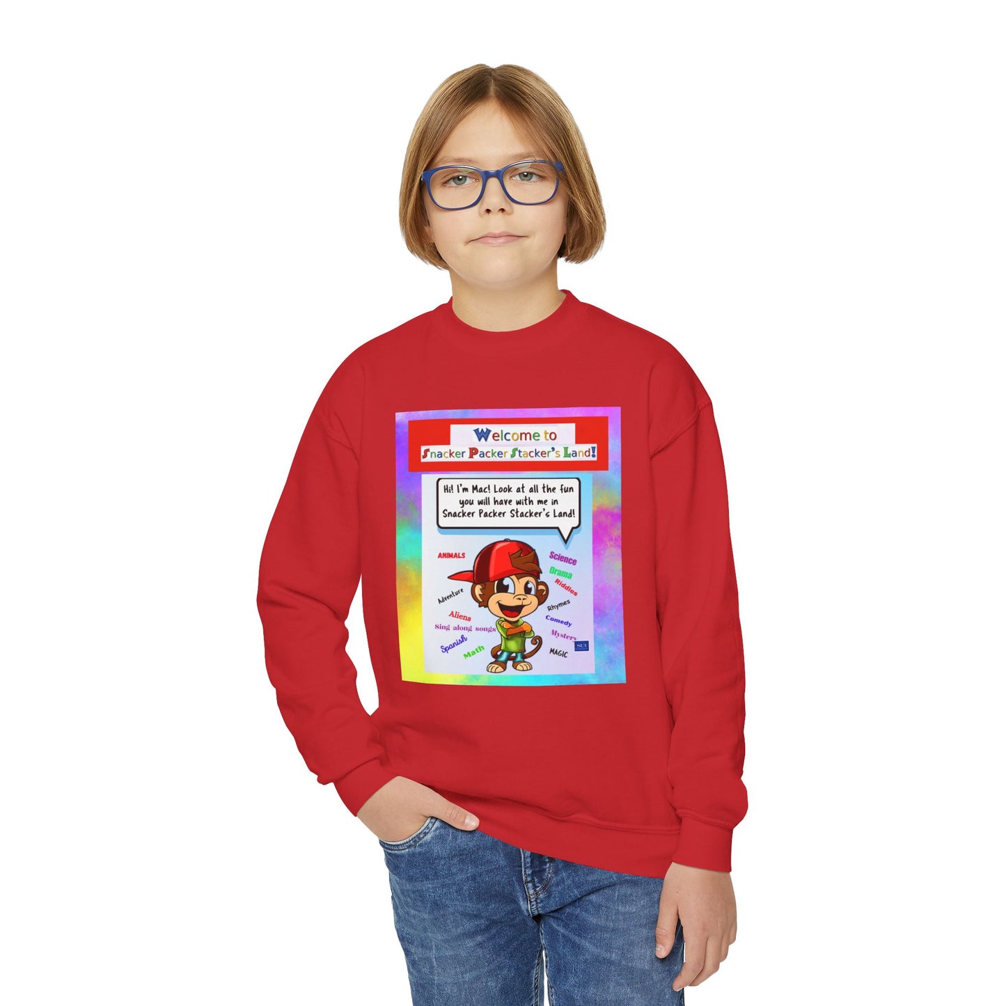 Youth Crewneck Sweatshirt with Fun Character Design