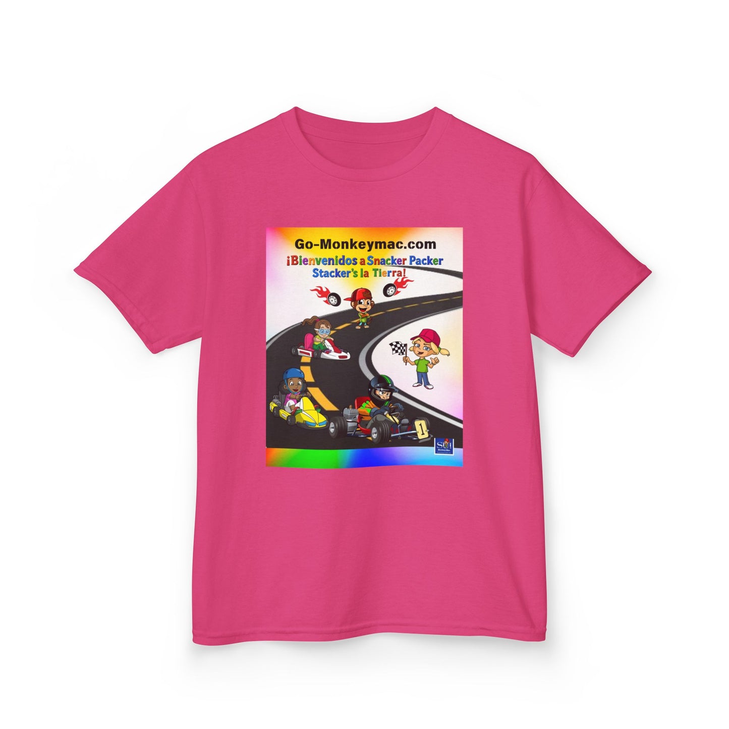 Kids T-Shirt - (Spanish) Road Rally Graphic Tee — Colorful Cartoon Racers