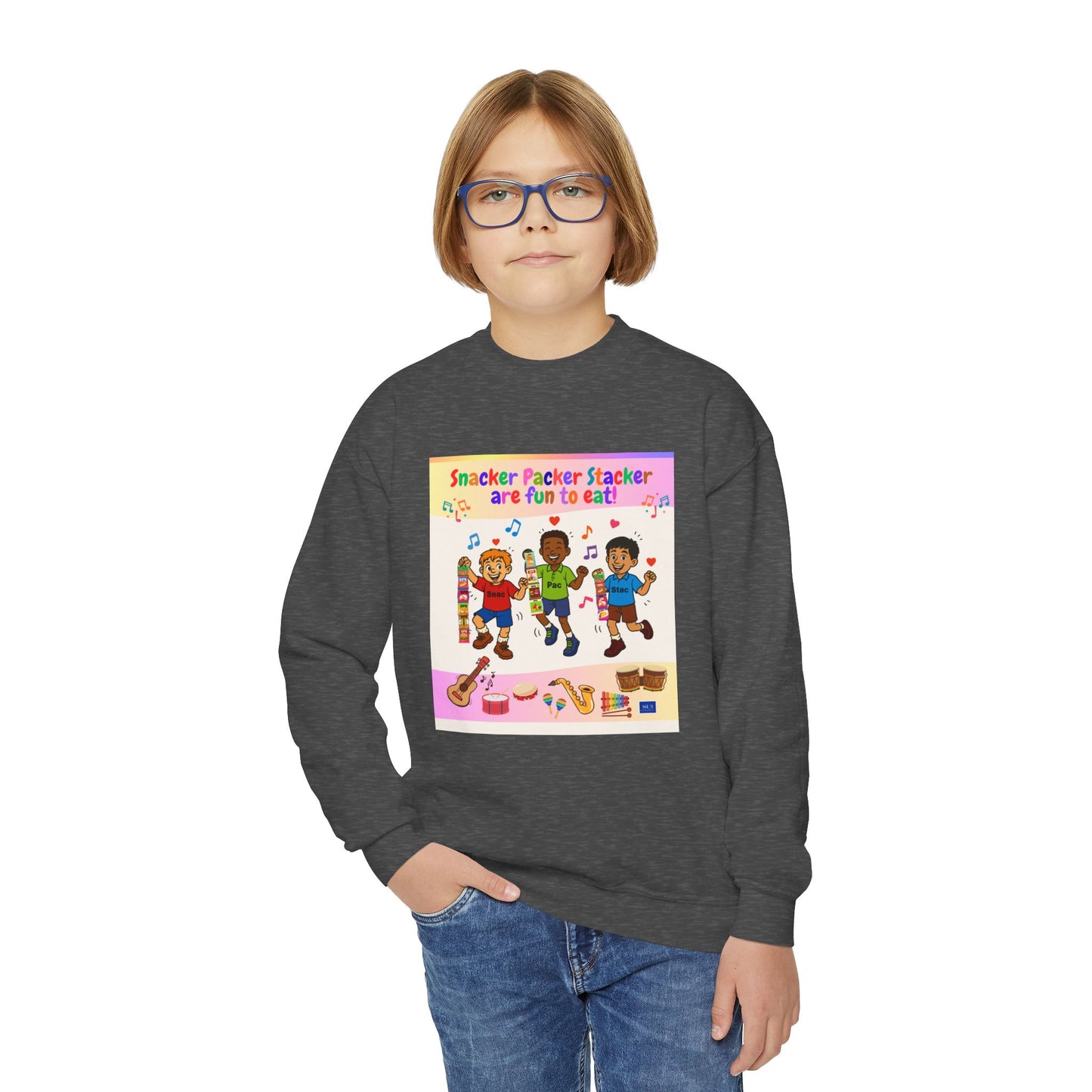 Youth Soccer Fun Crewneck Sweatshirt - Colorful Playful Design
