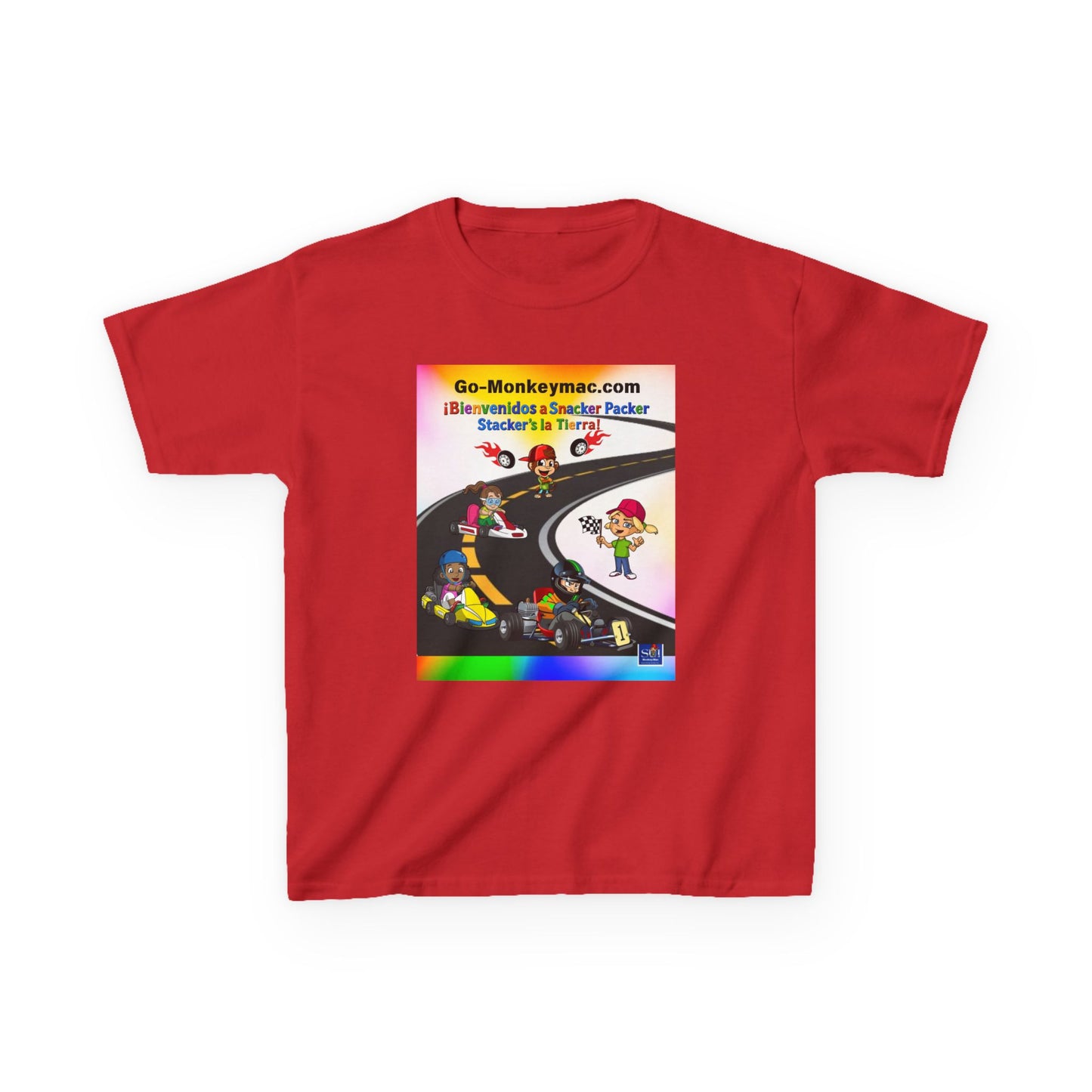 Kids T-Shirt - (Spanish) Road Rally Graphic Tee — Colorful Cartoon Racers