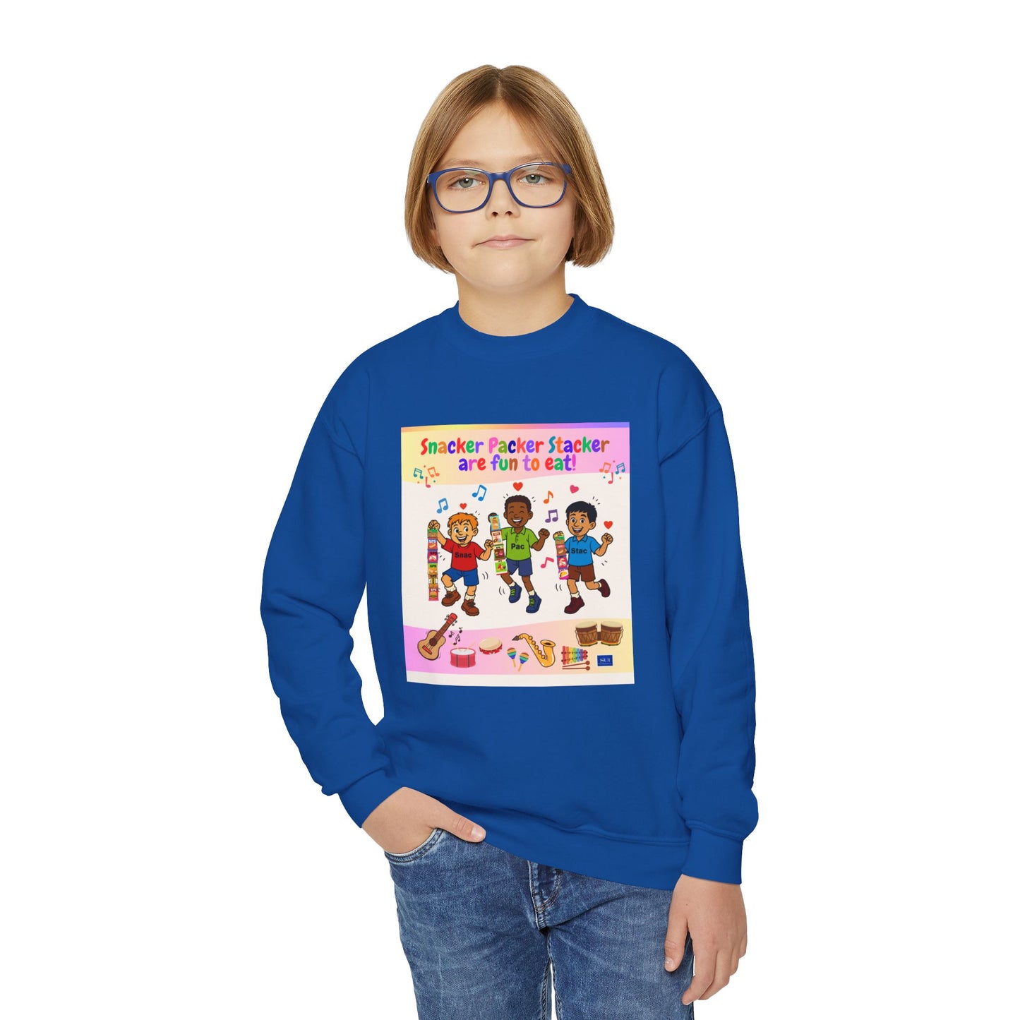 Youth Soccer Fun Crewneck Sweatshirt - Colorful Playful Design