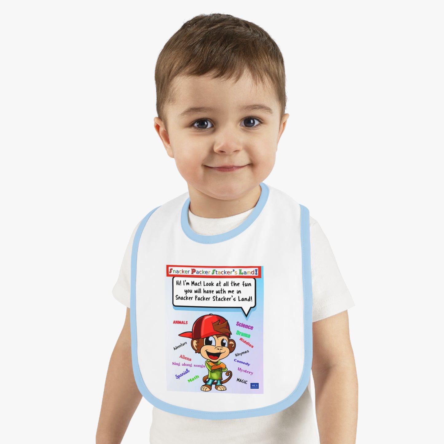 Playful Baby Jersey Bib with Fun Character Design