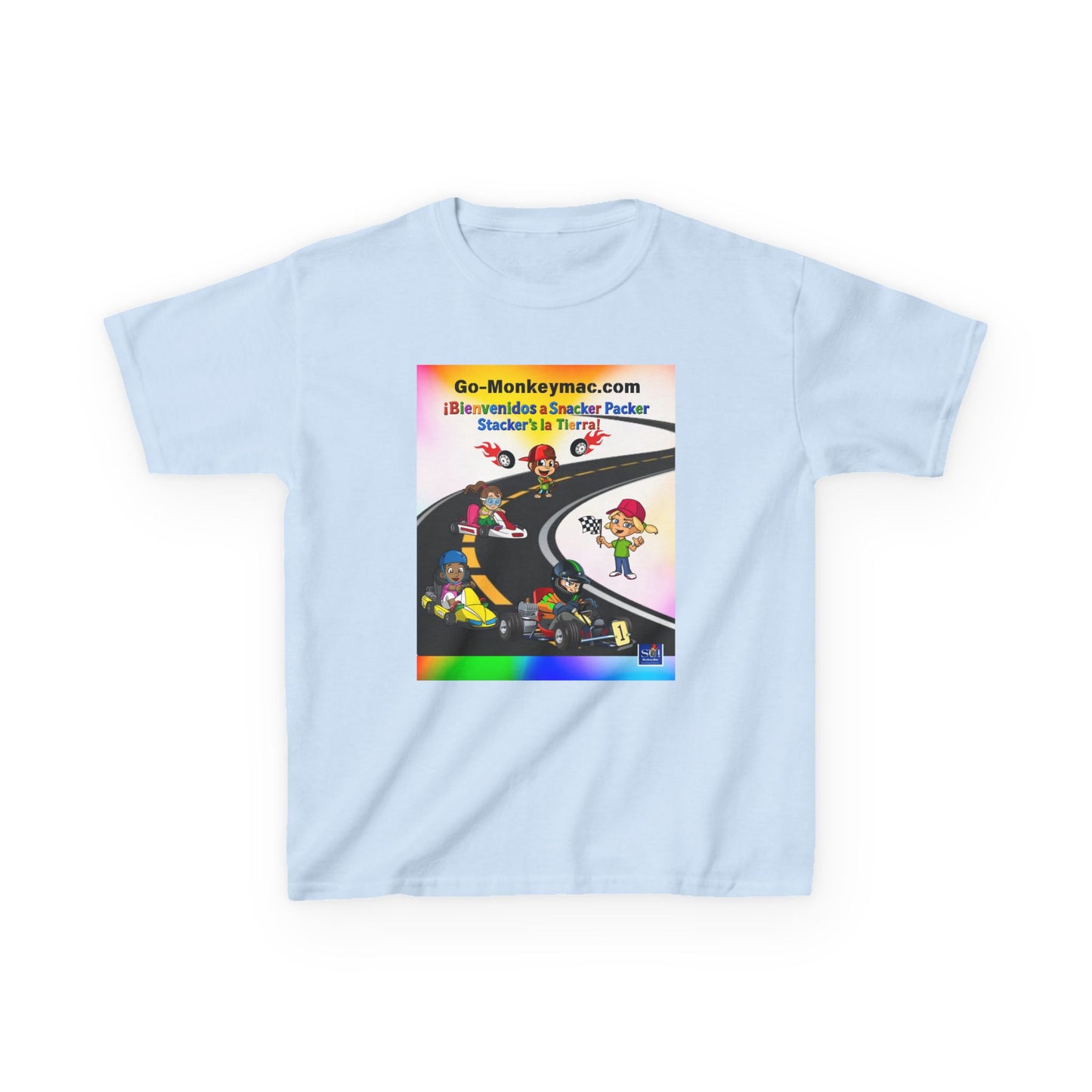 Kids T-Shirt - (Spanish) Road Rally Graphic Tee — Colorful Cartoon Racers
