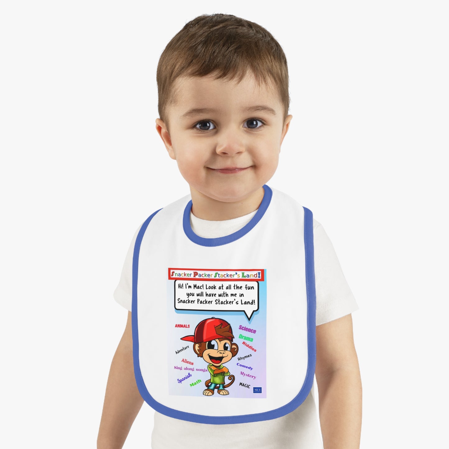 Playful Baby Jersey Bib with Fun Character Design