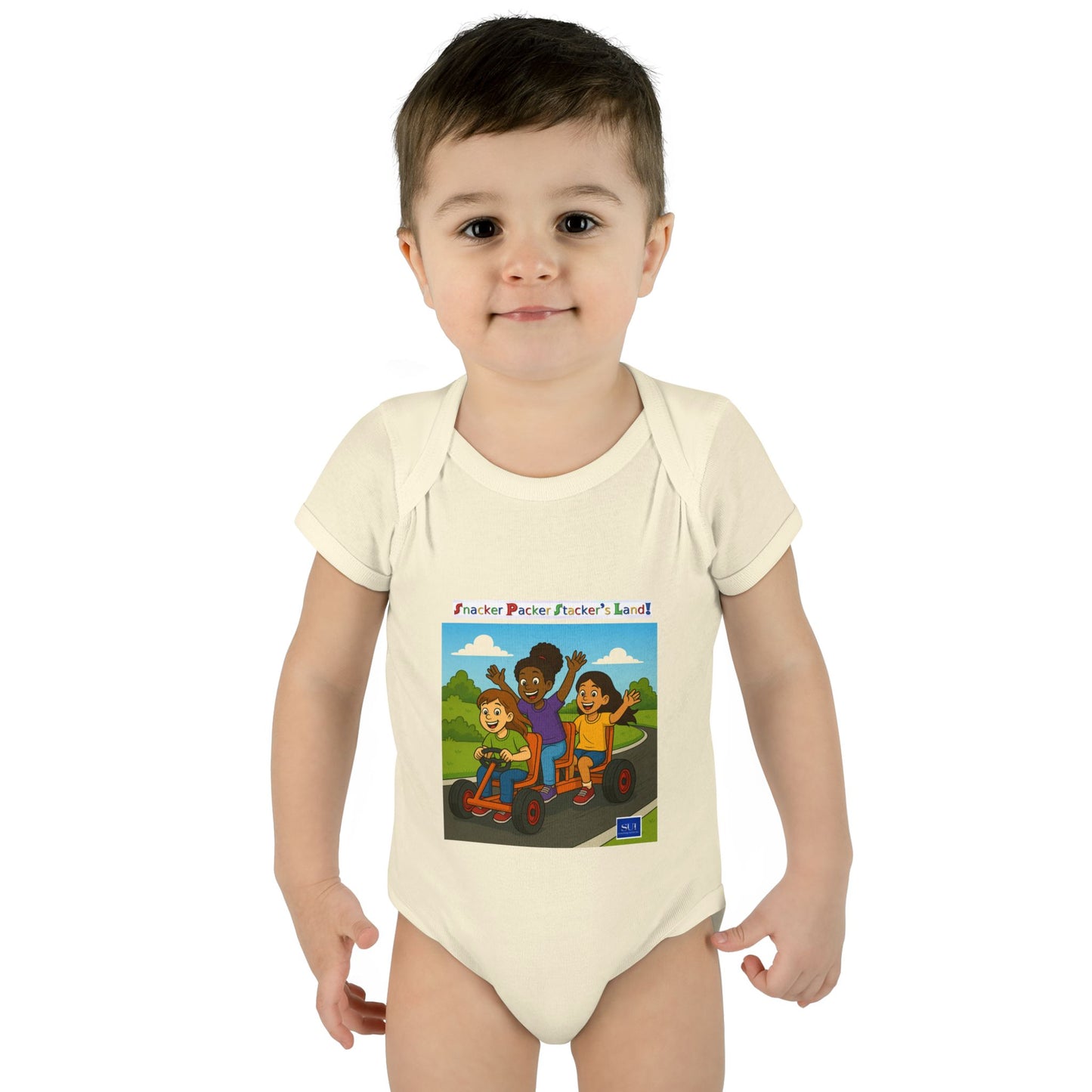 Playful Infant Bodysuit with Fun Cartoon Design