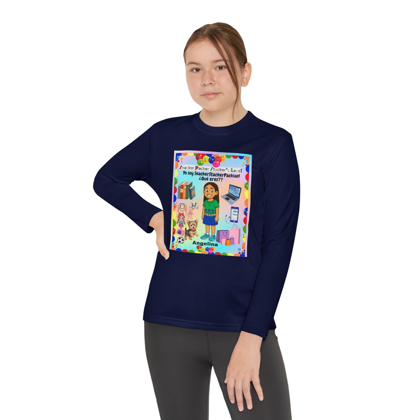 Youth Long Sleeve Tee — Personalized 'Angelina' Birthday/School Celebration Design