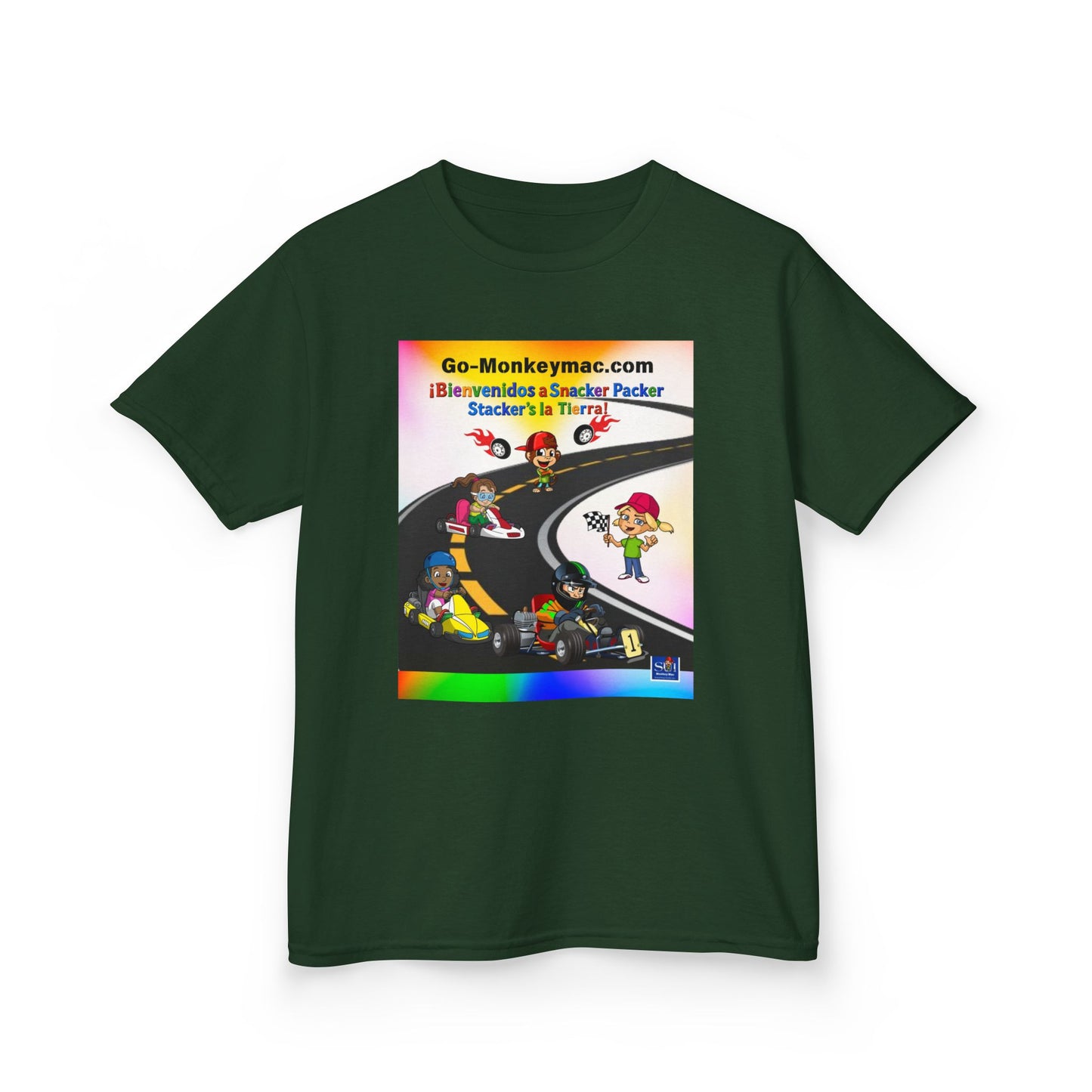 Kids T-Shirt - (Spanish) Road Rally Graphic Tee — Colorful Cartoon Racers
