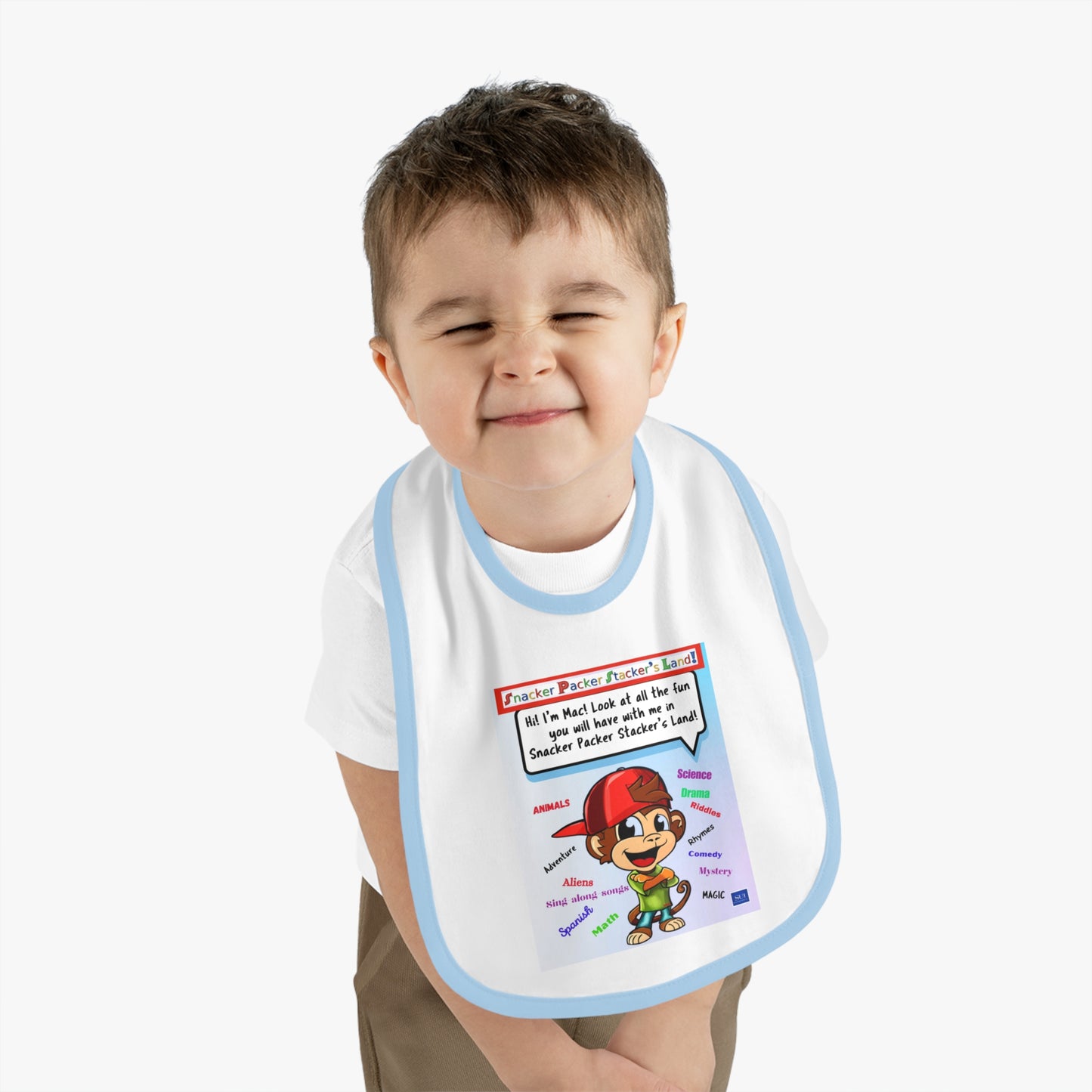Playful Baby Jersey Bib with Fun Character Design