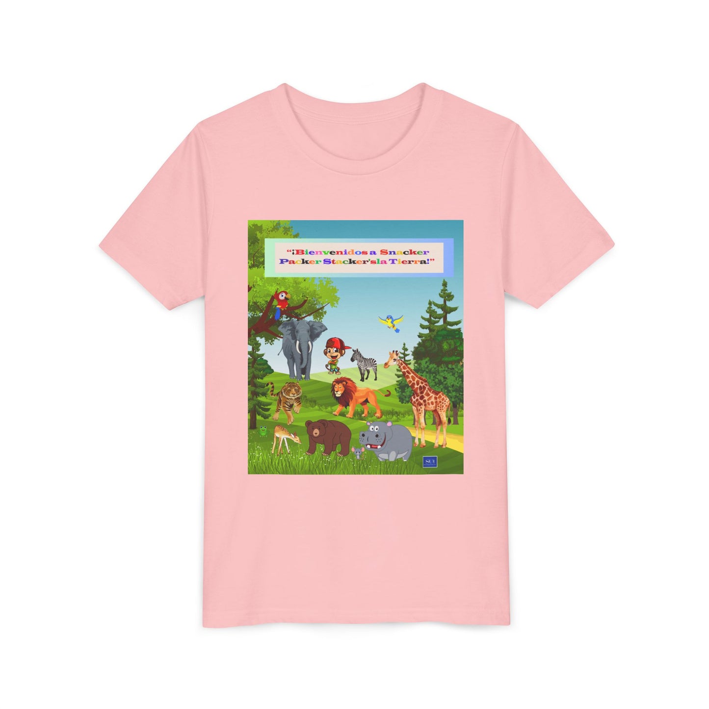 Youth - (Spanish) Safari de animales Tee — Lindo y Lindo Selva & Zoo Amigos Graphic Youth Shirt