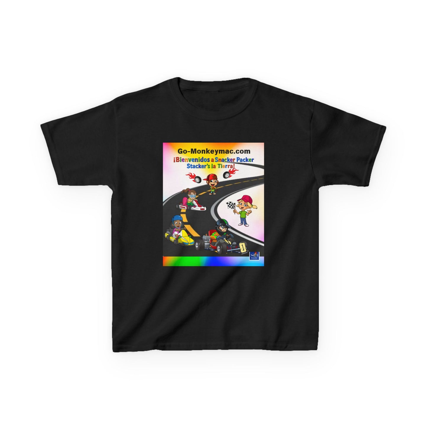 Kids T-Shirt - (Spanish) Road Rally Graphic Tee — Colorful Cartoon Racers