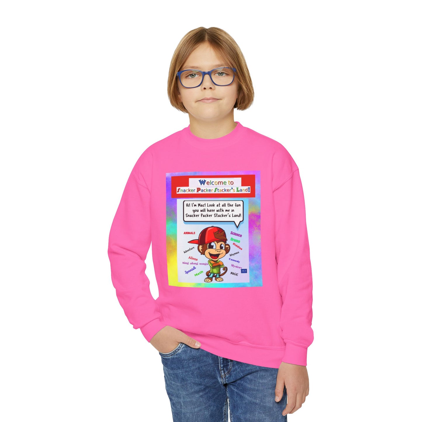 Youth Crewneck Sweatshirt with Fun Character Design