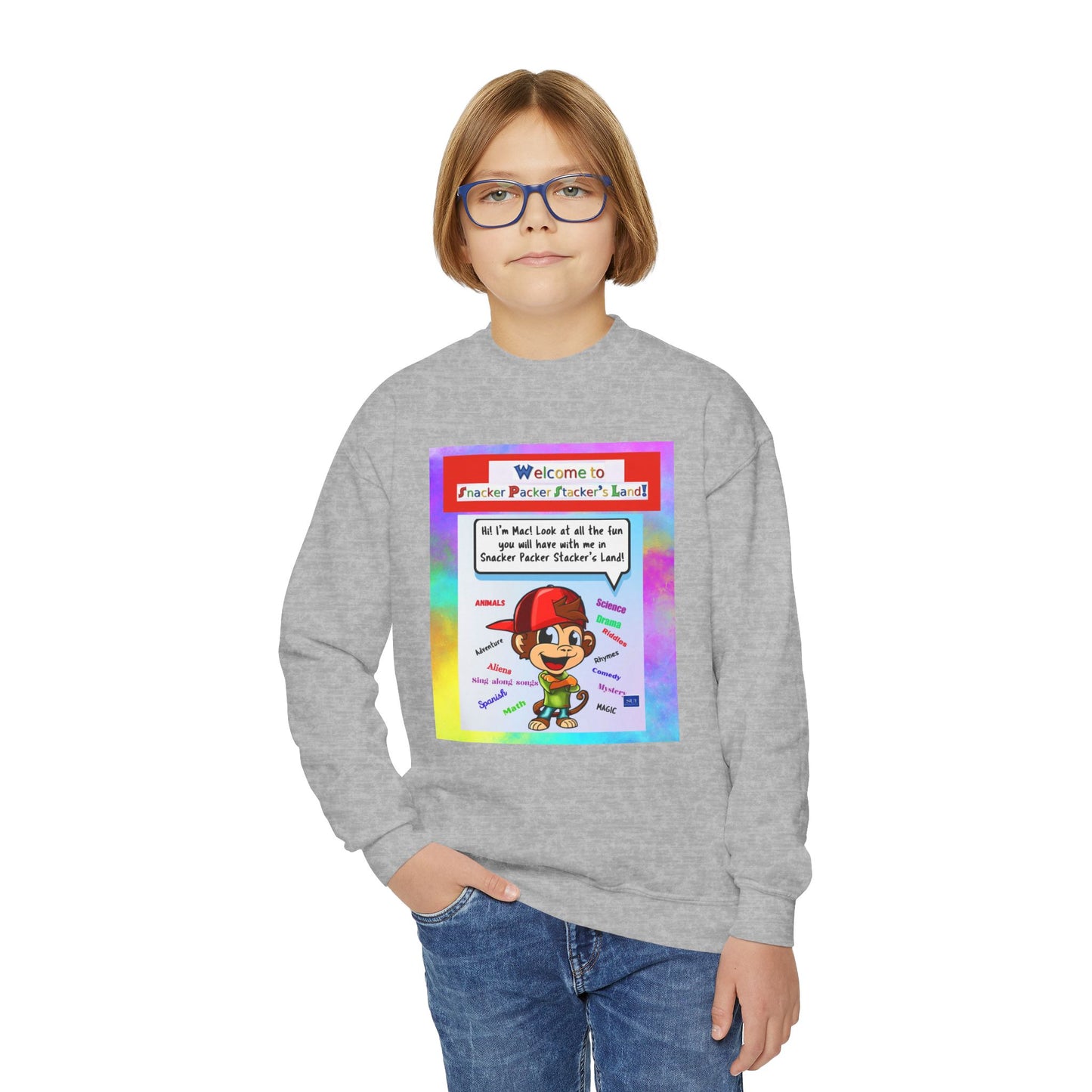 Youth Crewneck Sweatshirt with Fun Character Design