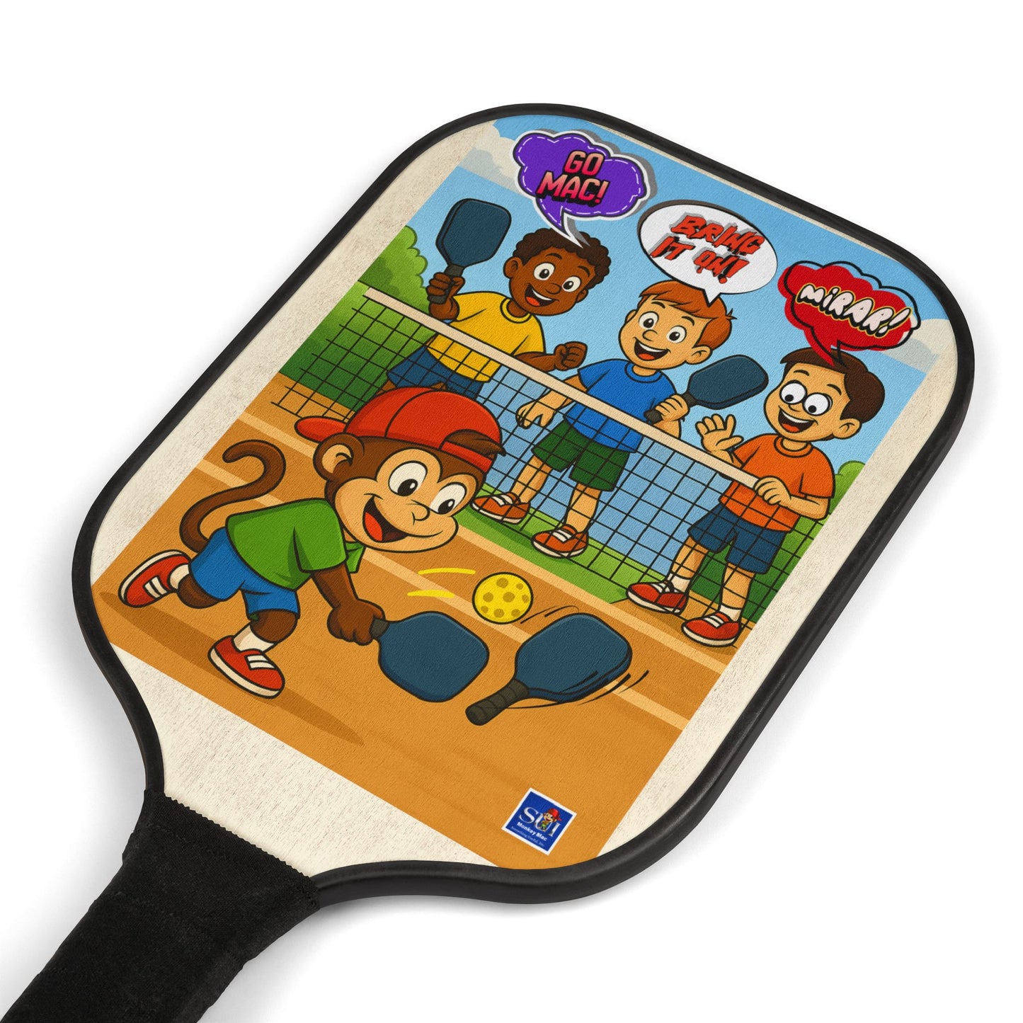 Kids' Pickleball Paddle Set - Fun Cartoon Monkey Design with Balls