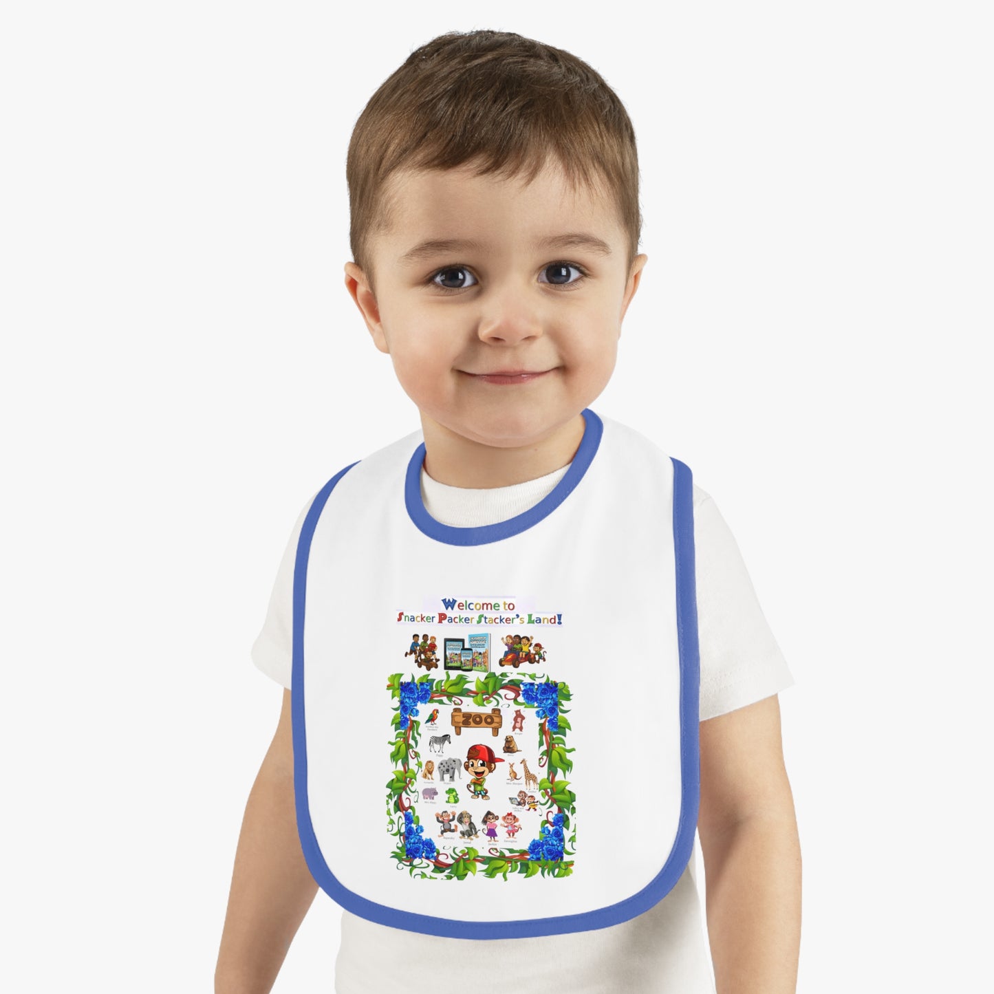 Welcome to Animal Planet Baby Bib - Cute Contrast Trim Bib for Mealtime Fun