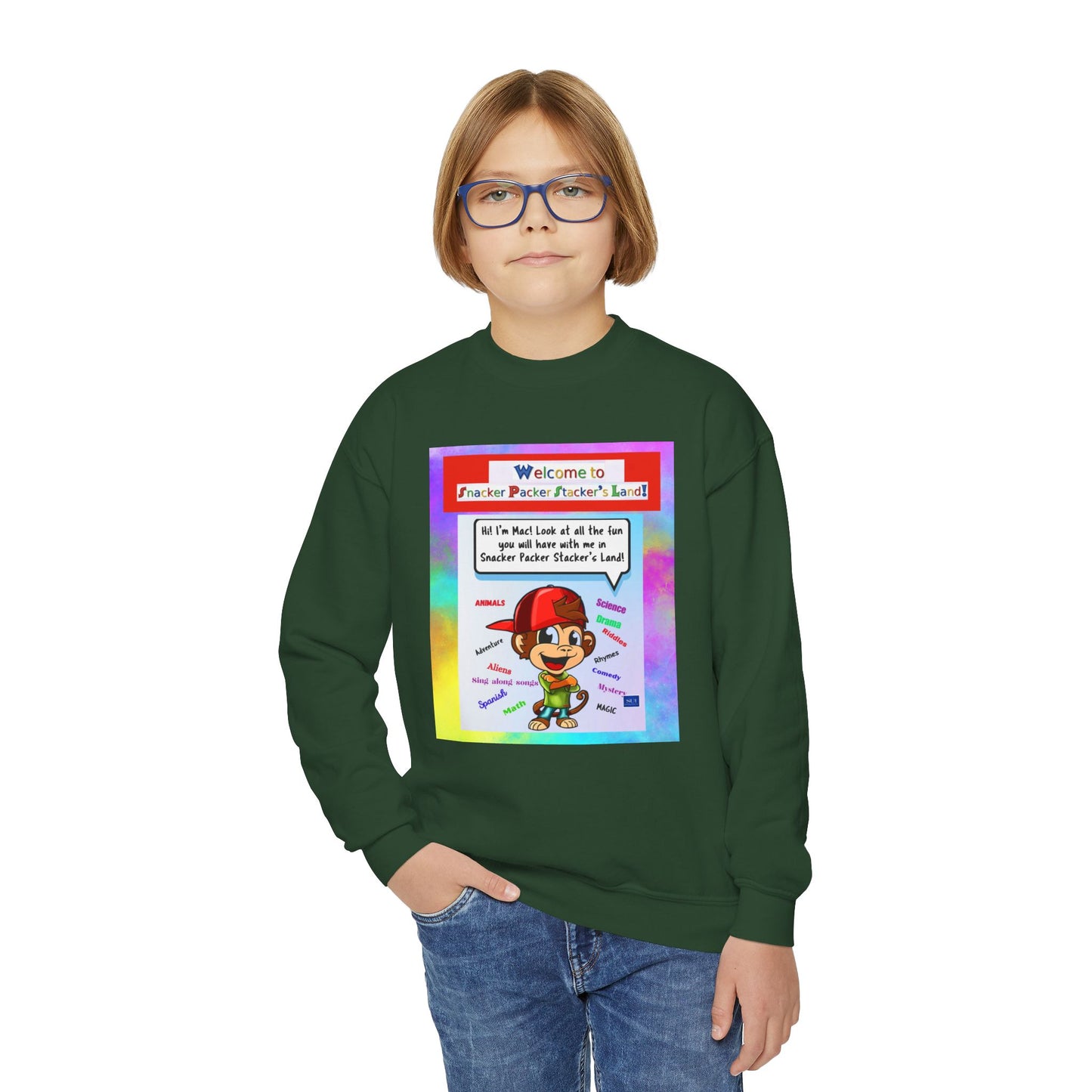 Youth Crewneck Sweatshirt with Fun Character Design