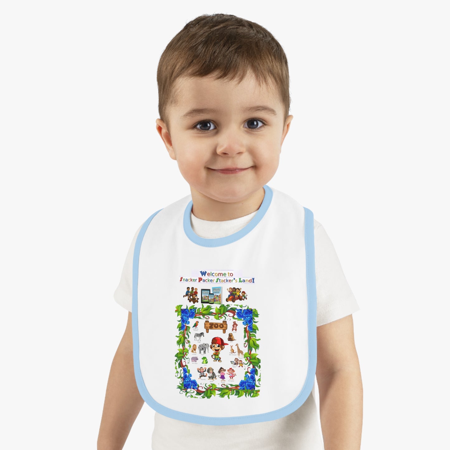 Welcome to Animal Planet Baby Bib - Cute Contrast Trim Bib for Mealtime Fun