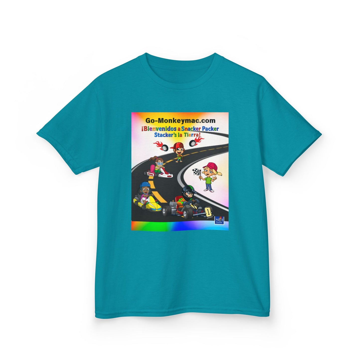 Kids T-Shirt - (Spanish) Road Rally Graphic Tee — Colorful Cartoon Racers