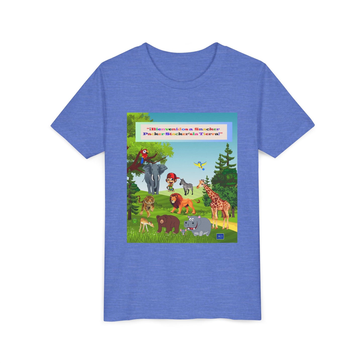 Youth - (Spanish) Safari de animales Tee — Lindo y Lindo Selva & Zoo Amigos Graphic Youth Shirt