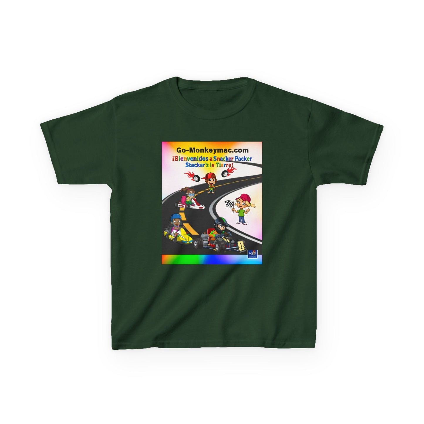 Kids T-Shirt - (Spanish) Road Rally Graphic Tee — Colorful Cartoon Racers