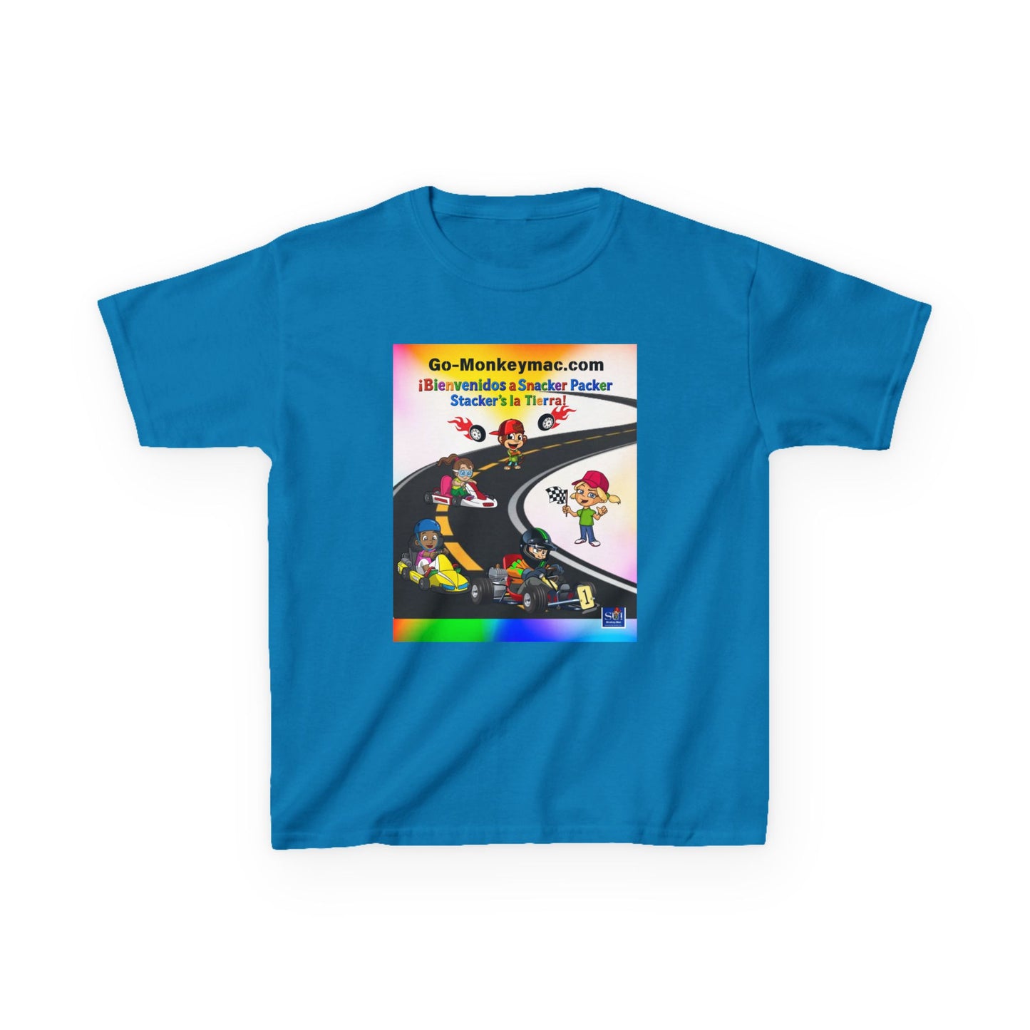 Kids T-Shirt - (Spanish) Road Rally Graphic Tee — Colorful Cartoon Racers