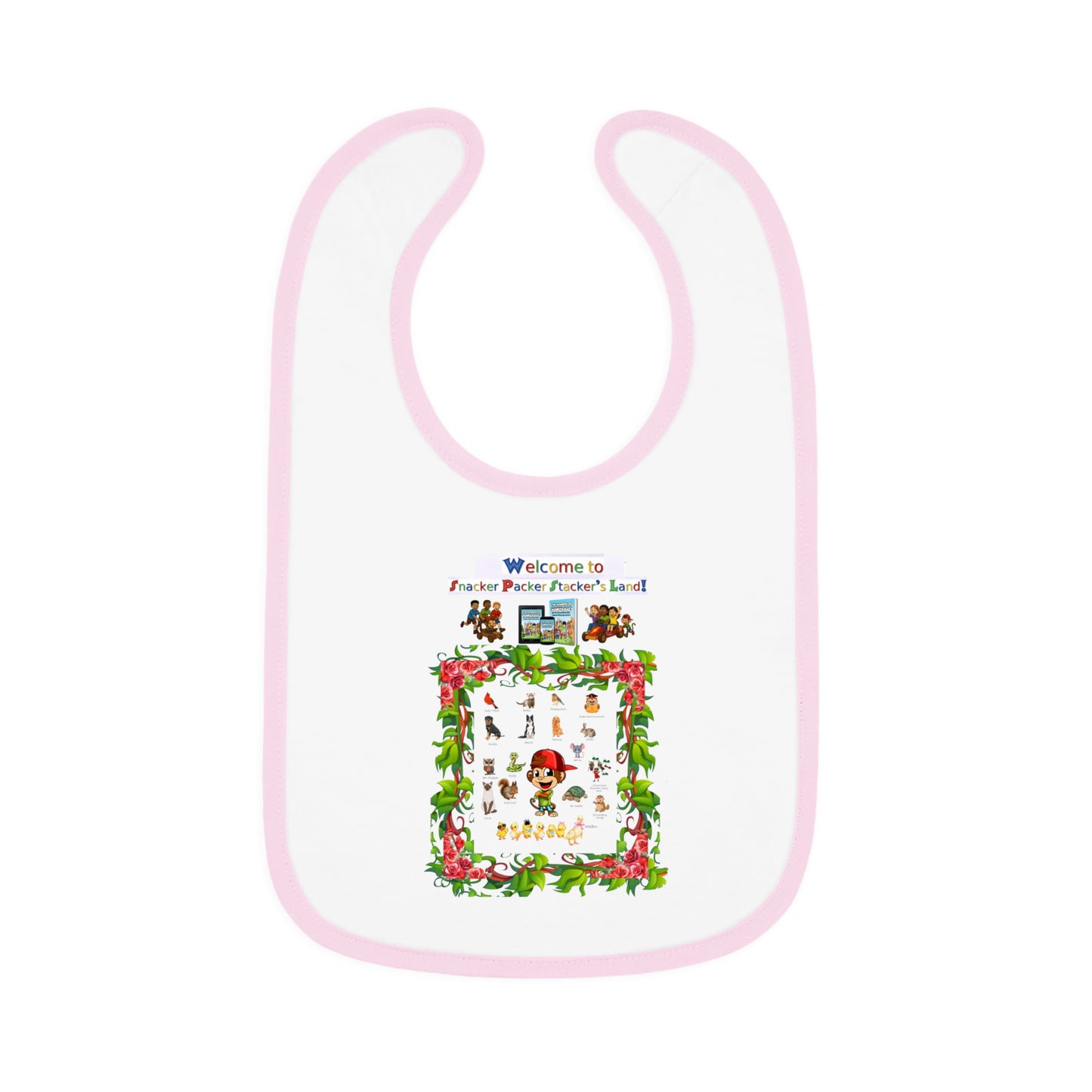 Baby Bib with Contrast Trim - Welcome to Our Little Paradise