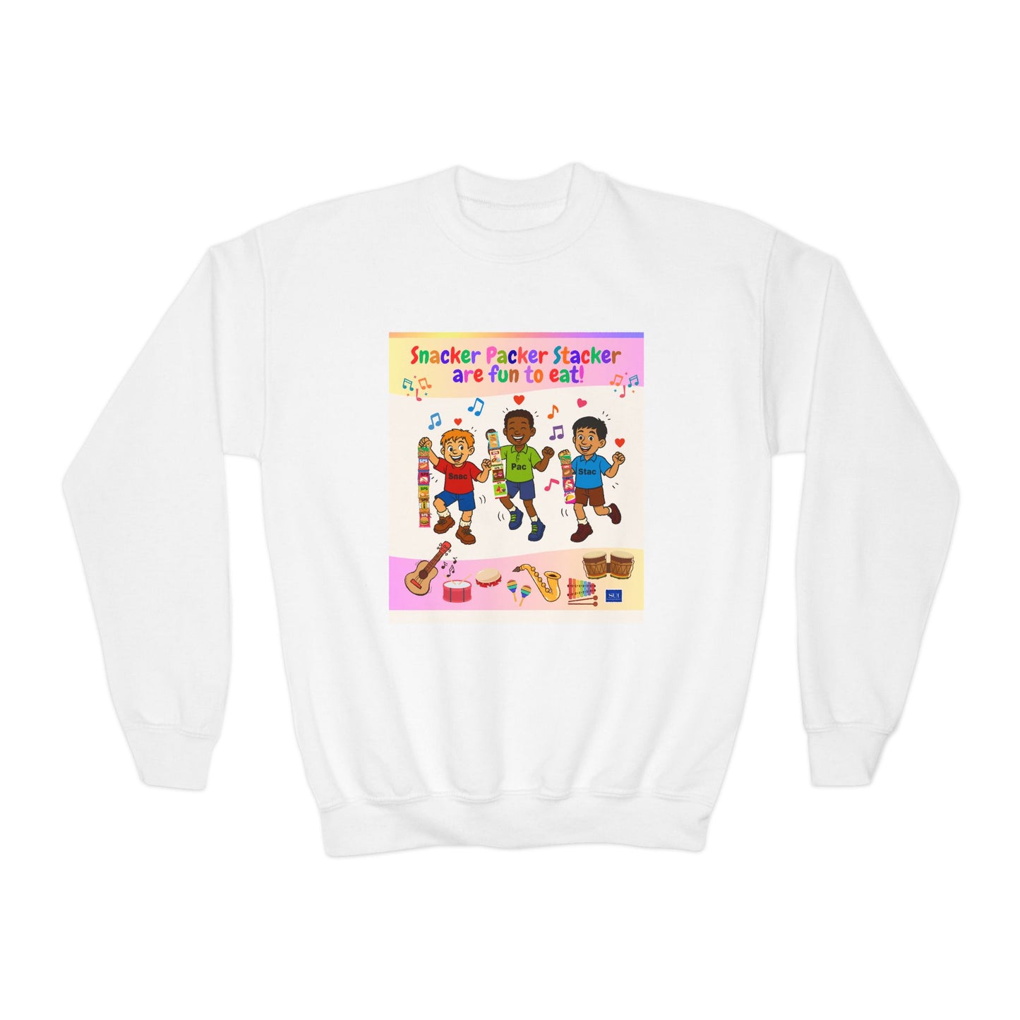 Youth Soccer Fun Crewneck Sweatshirt - Colorful Playful Design