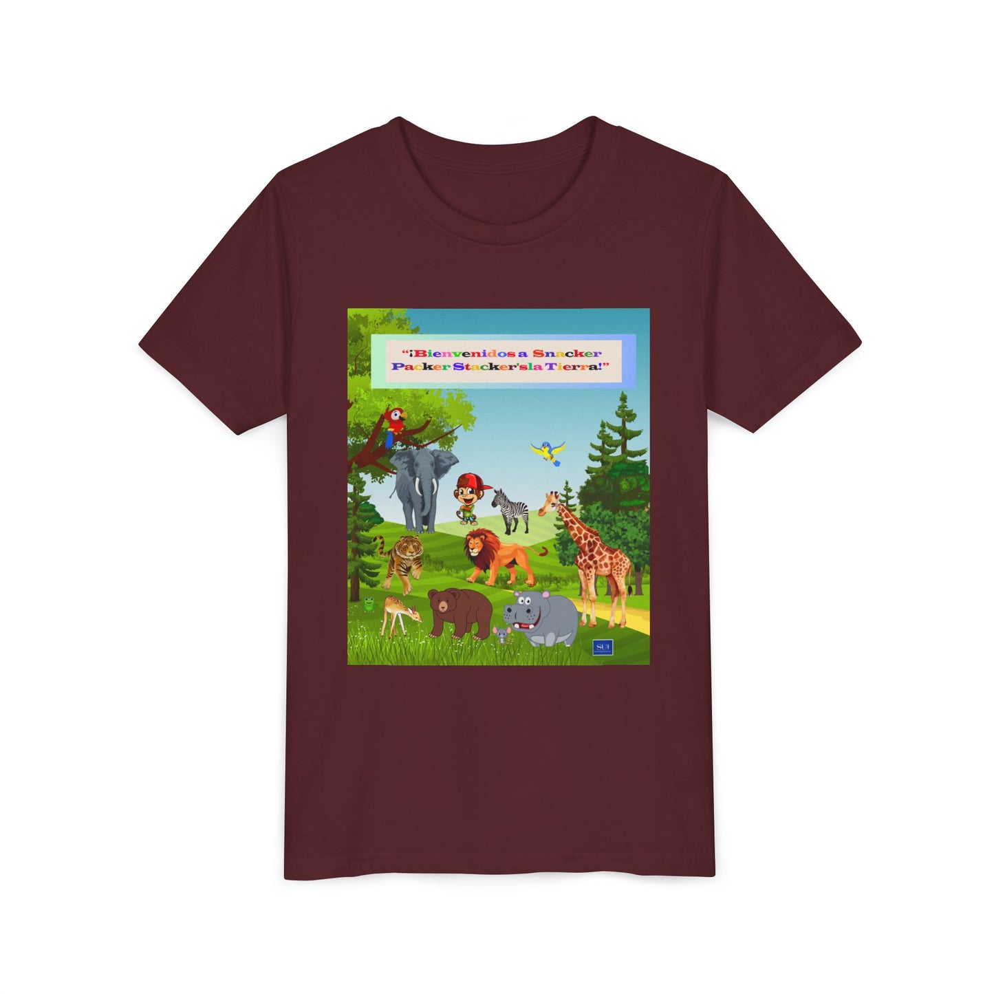 Youth - (Spanish) Safari de animales Tee — Lindo y Lindo Selva & Zoo Amigos Graphic Youth Shirt