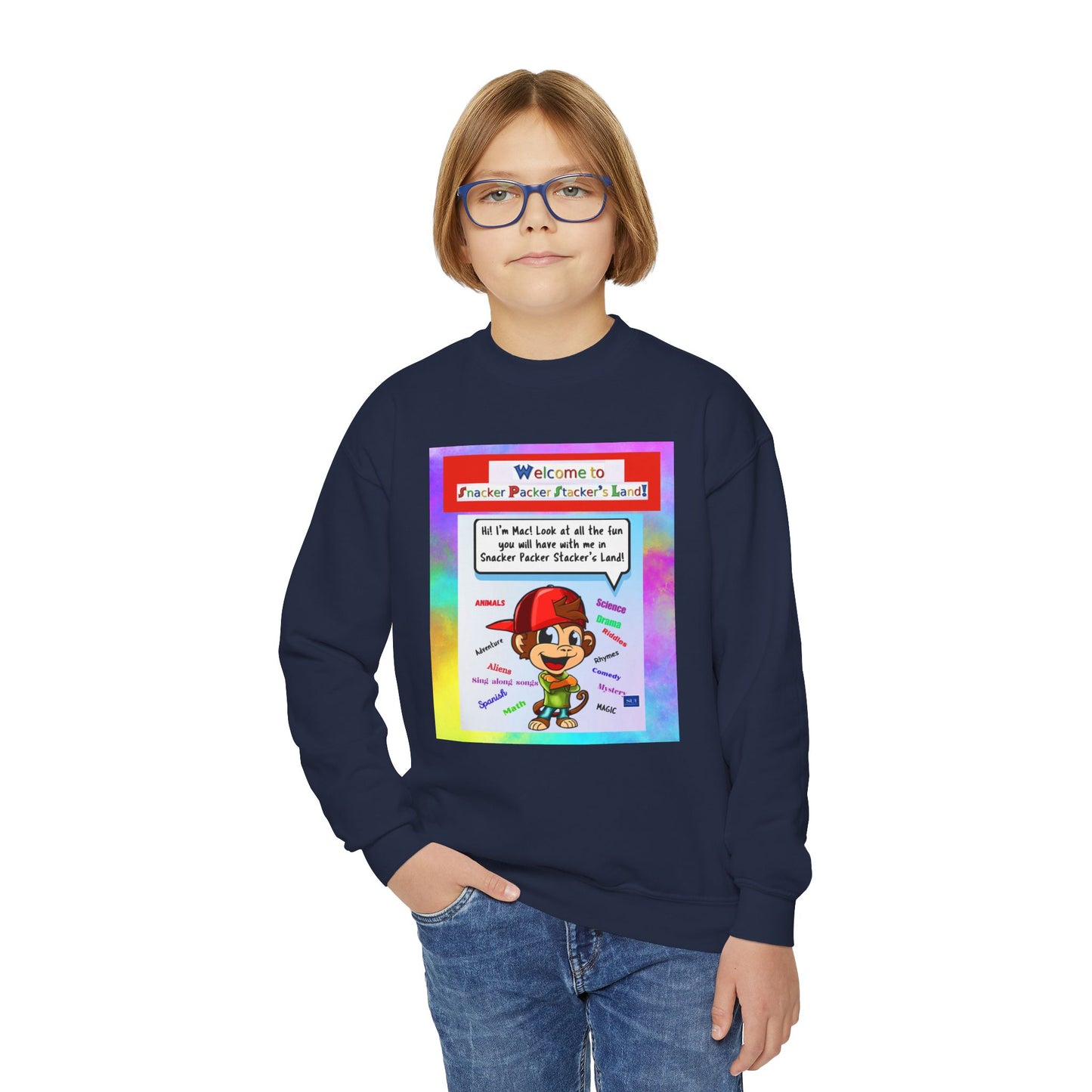 Youth Crewneck Sweatshirt with Fun Character Design