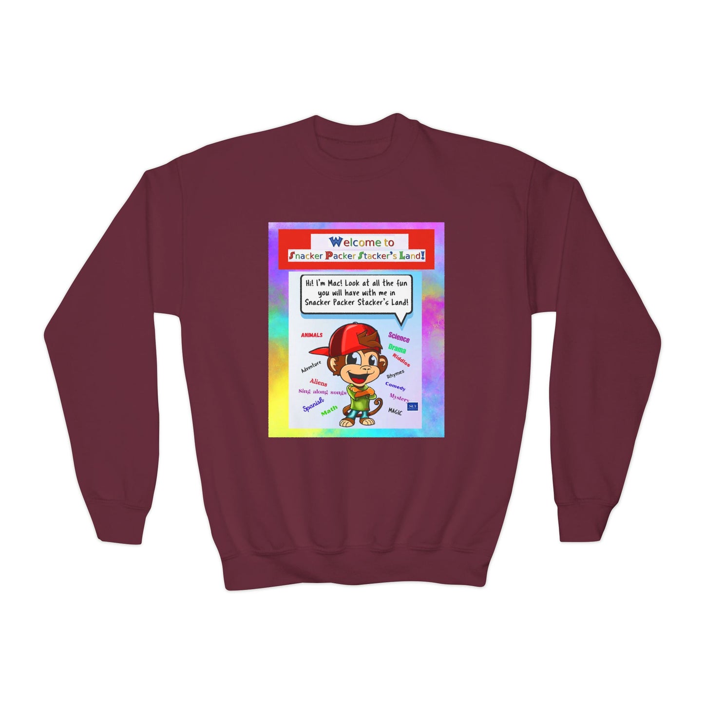 Youth Crewneck Sweatshirt with Fun Character Design