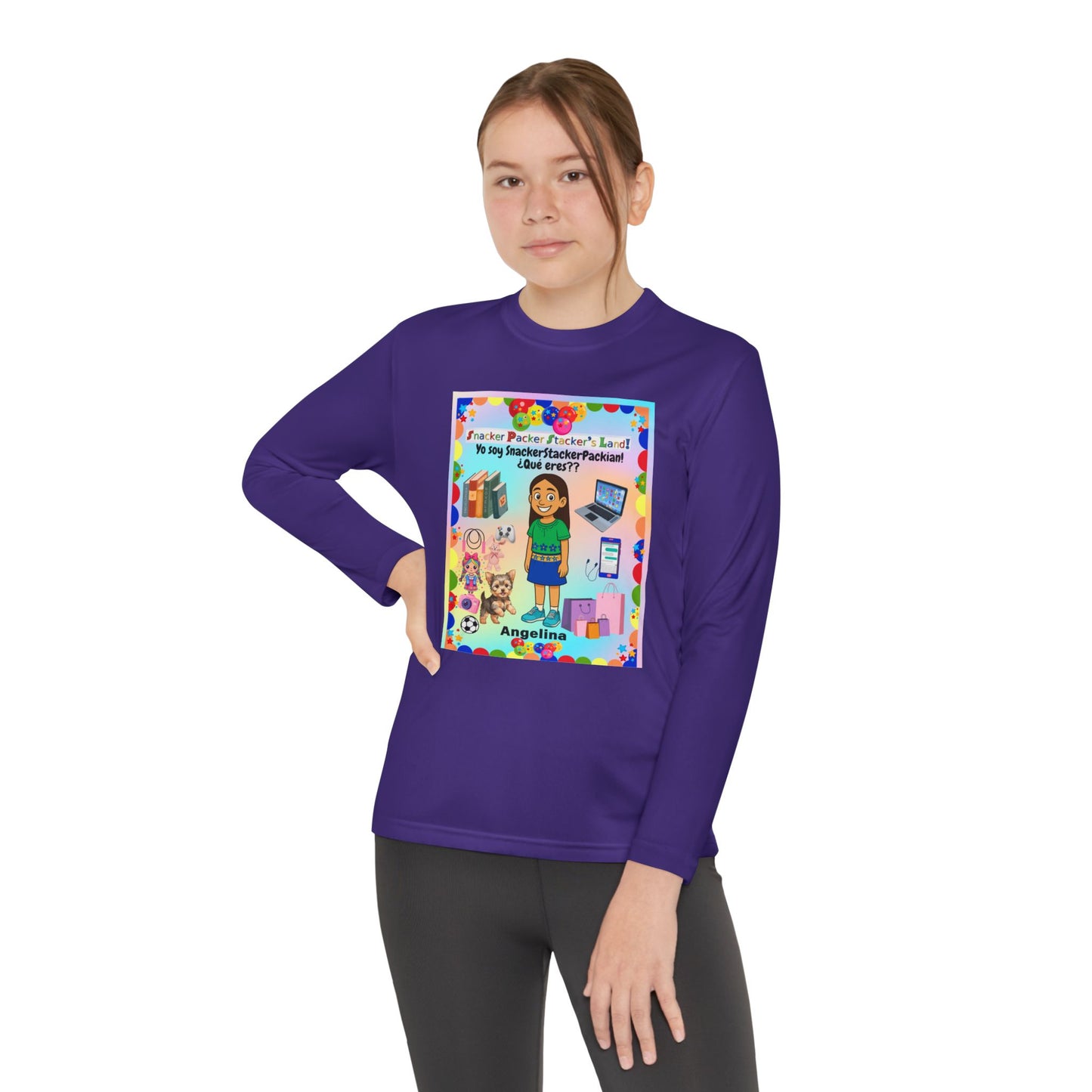 Youth Long Sleeve Tee — Personalized 'Angelina' Birthday/School Celebration Design