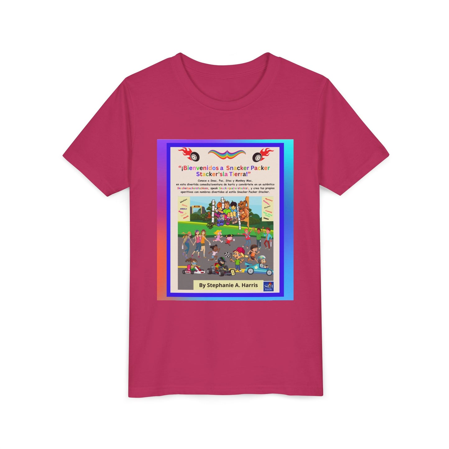 Youth Tee — (Spanish) ¡Diviértete escuchando el e-book de Monkey Mac!