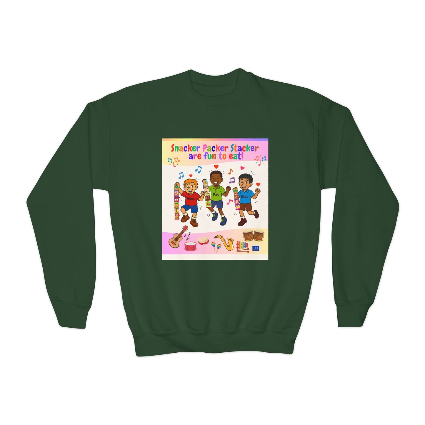 Youth Soccer Fun Crewneck Sweatshirt - Colorful Playful Design