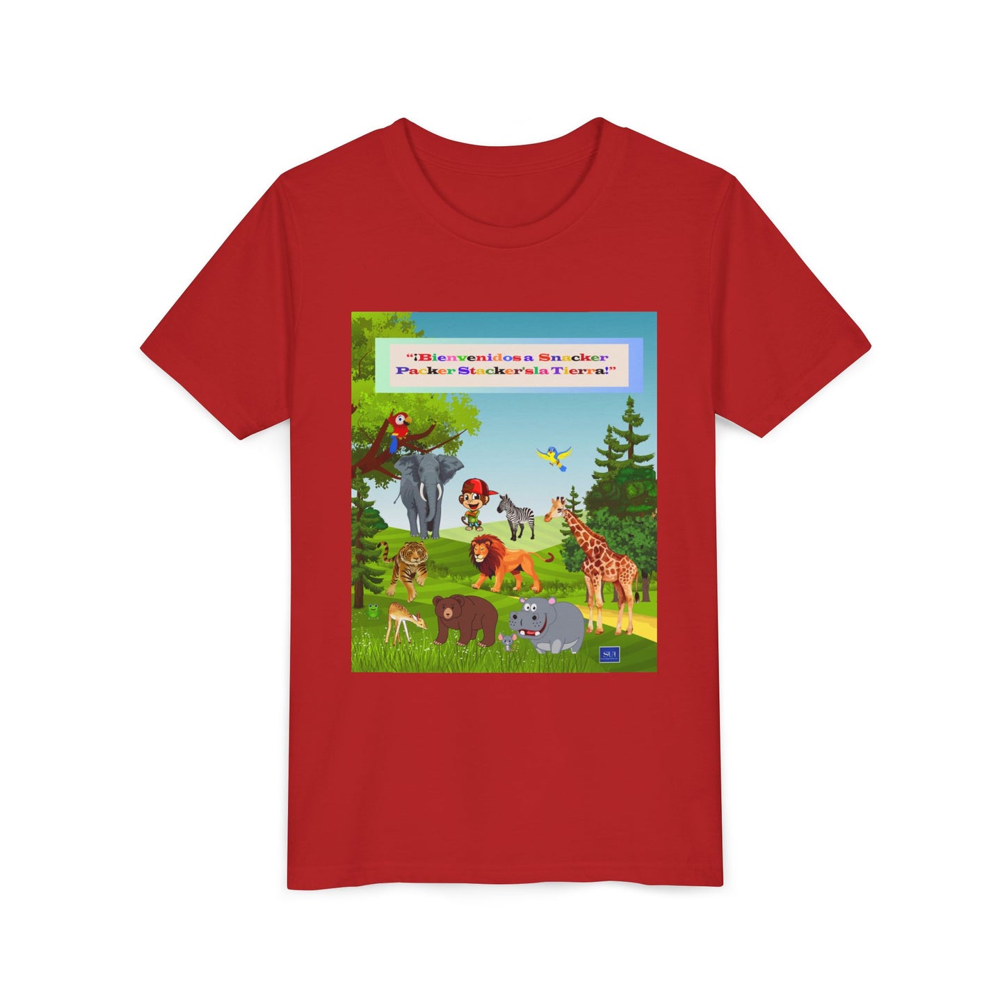 Youth - (Spanish) Safari de animales Tee — Lindo y Lindo Selva & Zoo Amigos Graphic Youth Shirt