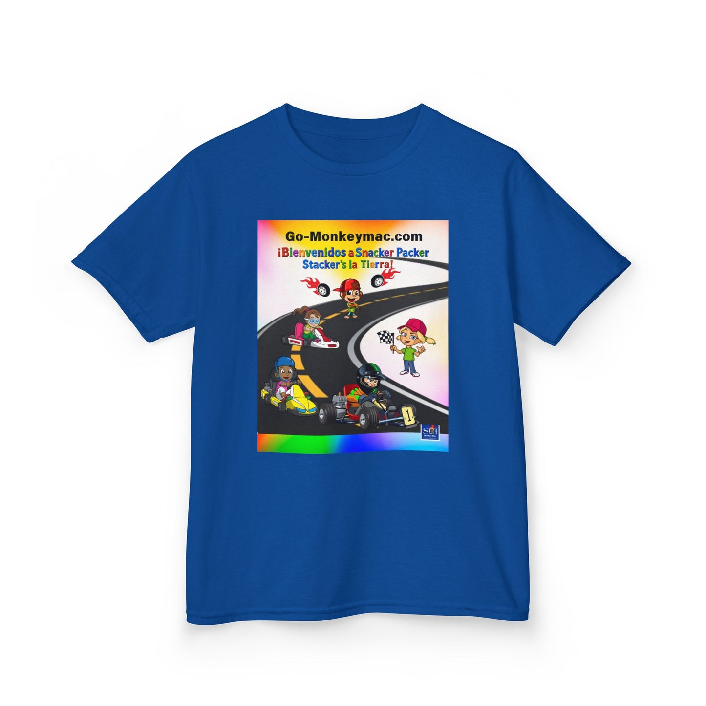 Kids T-Shirt - (Spanish) Road Rally Graphic Tee — Colorful Cartoon Racers