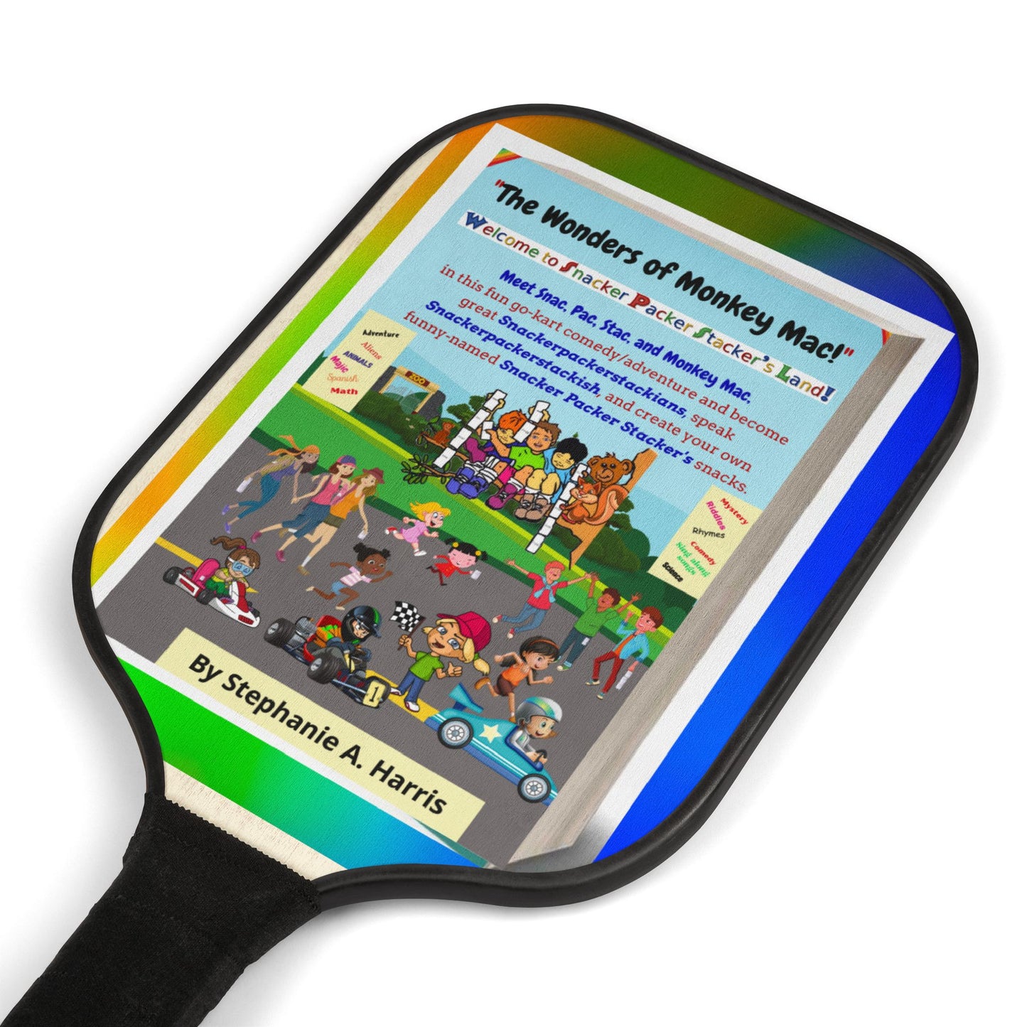 Pickleball Paddle Set with 'The Wonders of Monkey Mat' Design