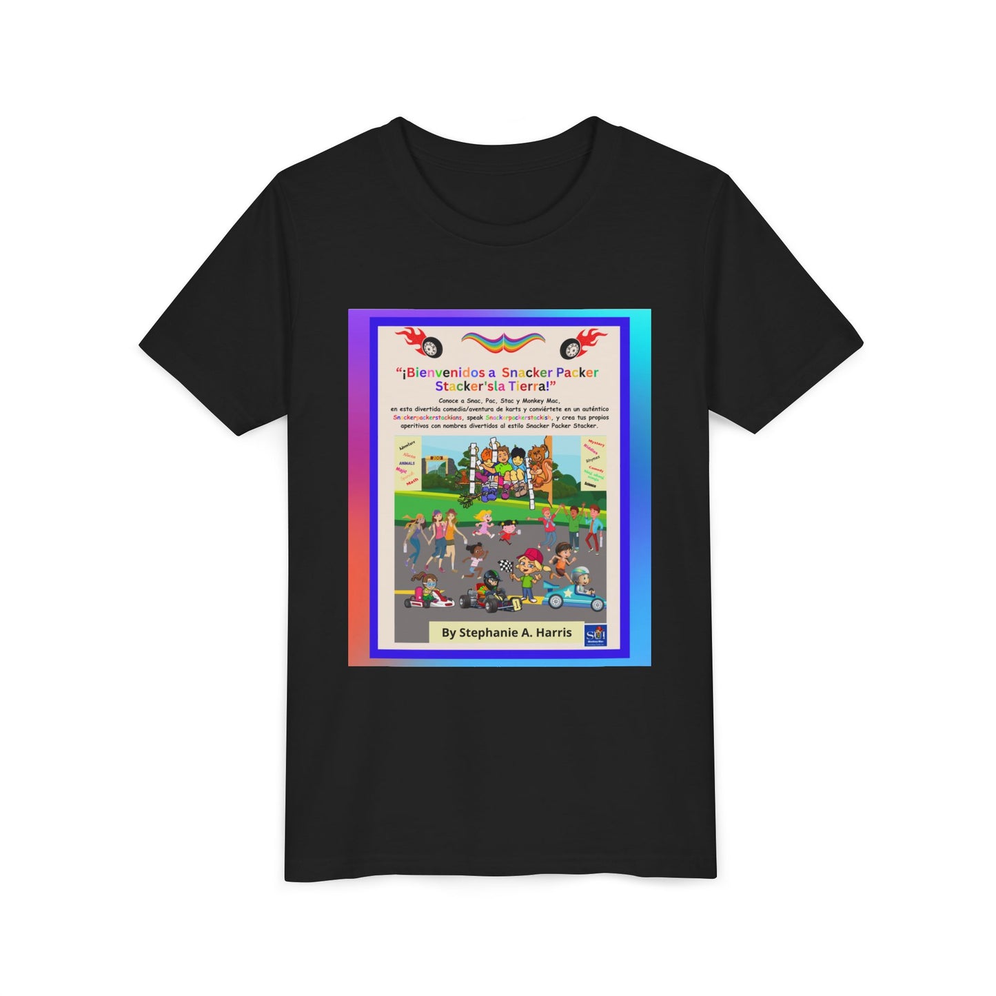 Youth Tee — (Spanish) ¡Diviértete escuchando el e-book de Monkey Mac!