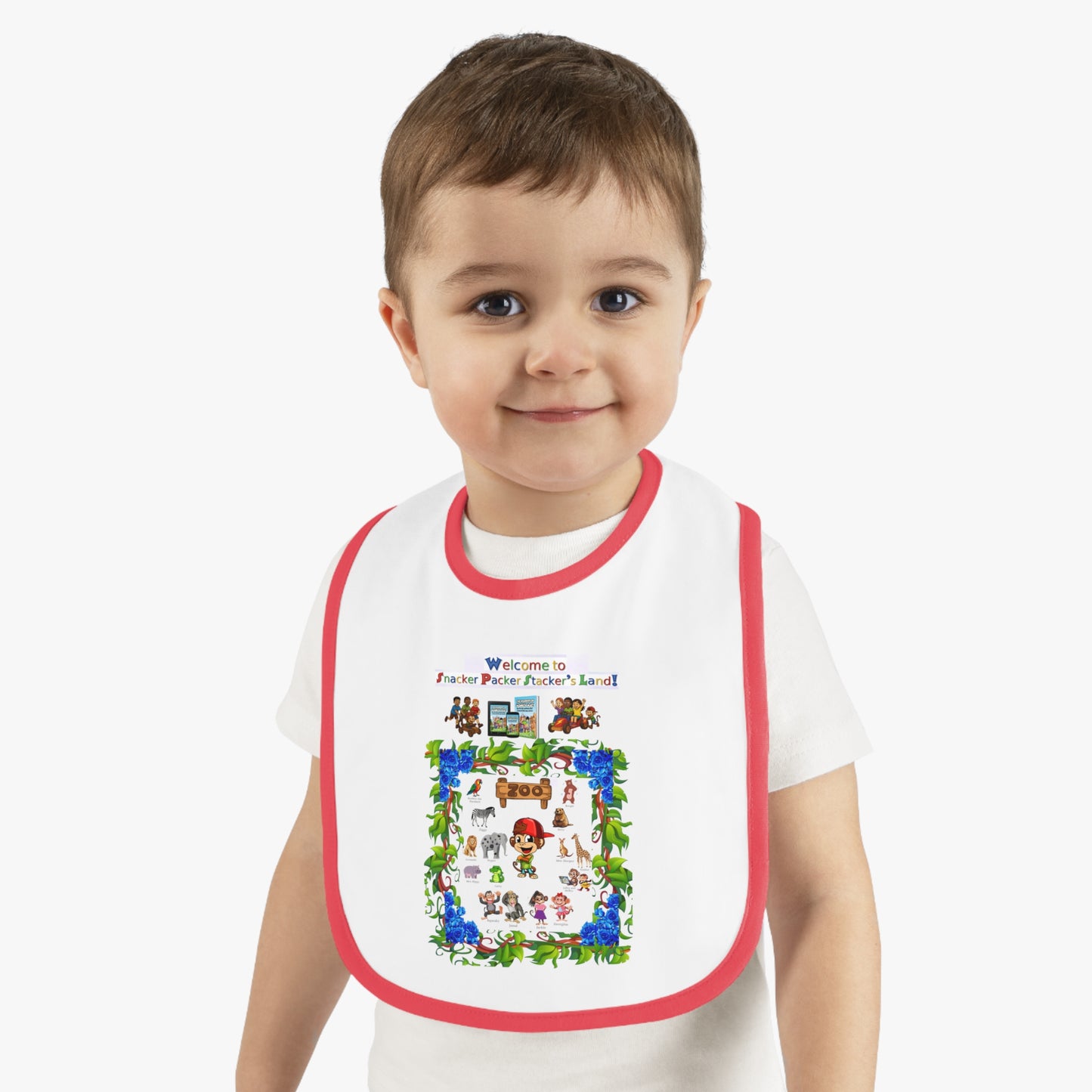 Welcome to Animal Planet Baby Bib - Cute Contrast Trim Bib for Mealtime Fun