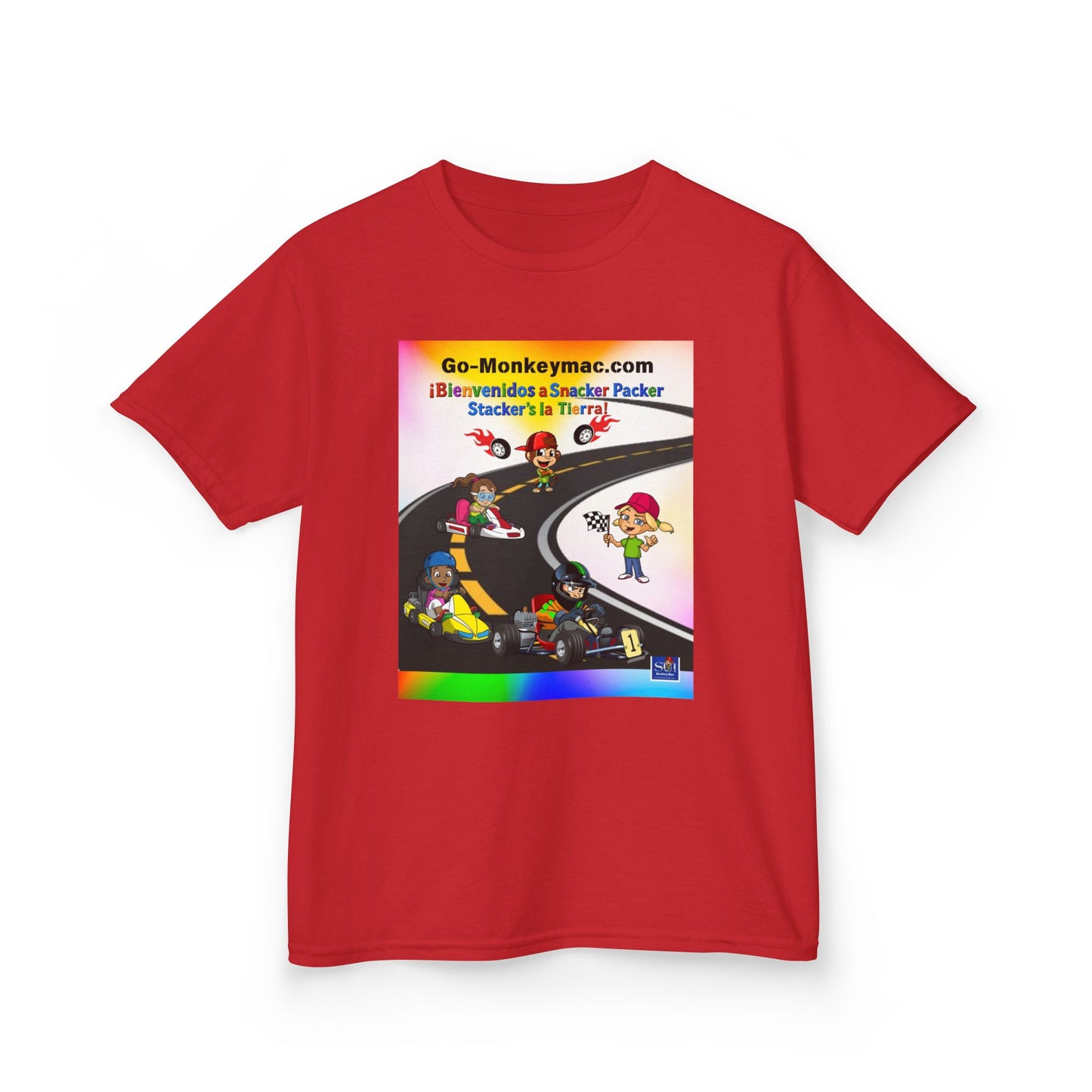 Kids T-Shirt - (Spanish) Road Rally Graphic Tee — Colorful Cartoon Racers