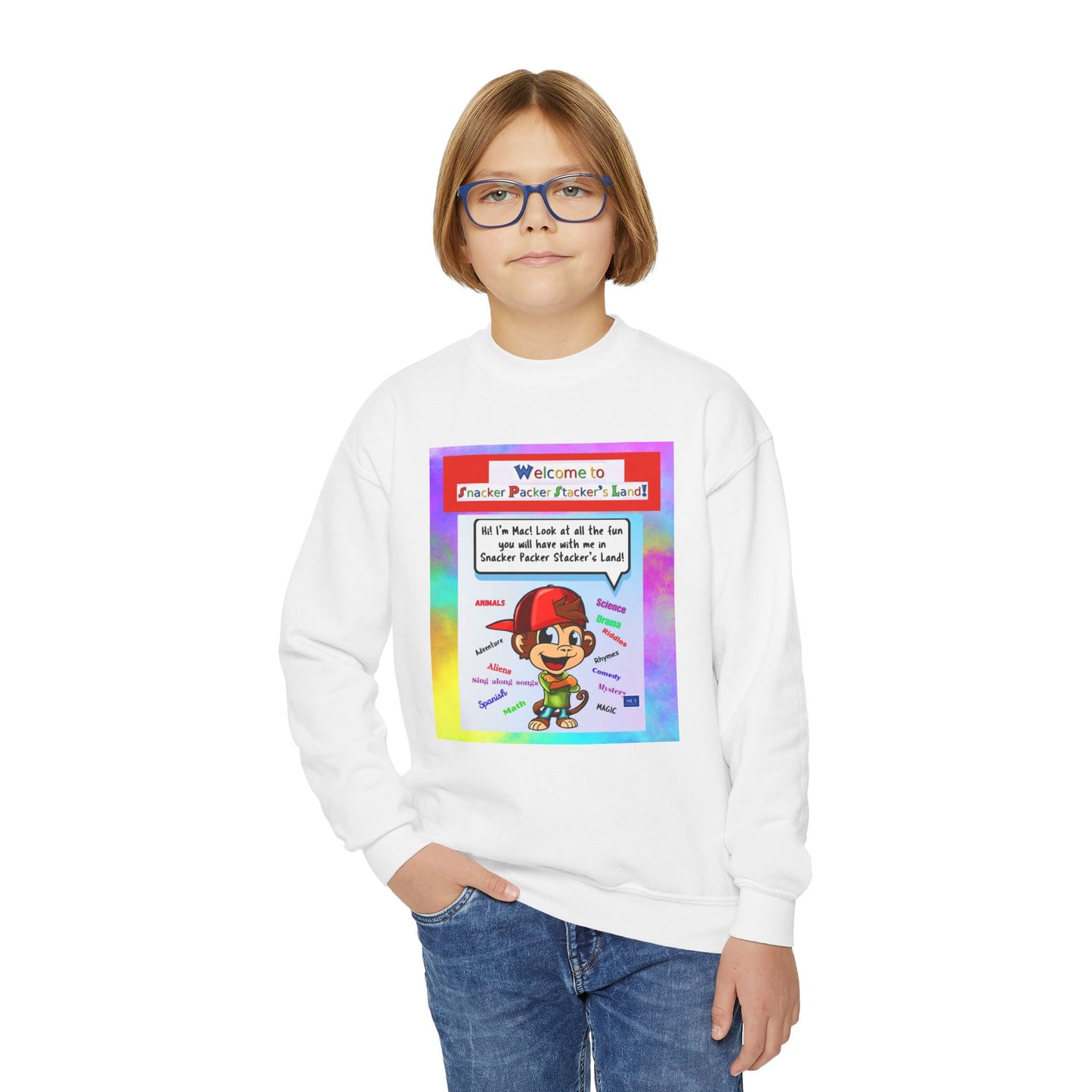 Youth Crewneck Sweatshirt with Fun Character Design
