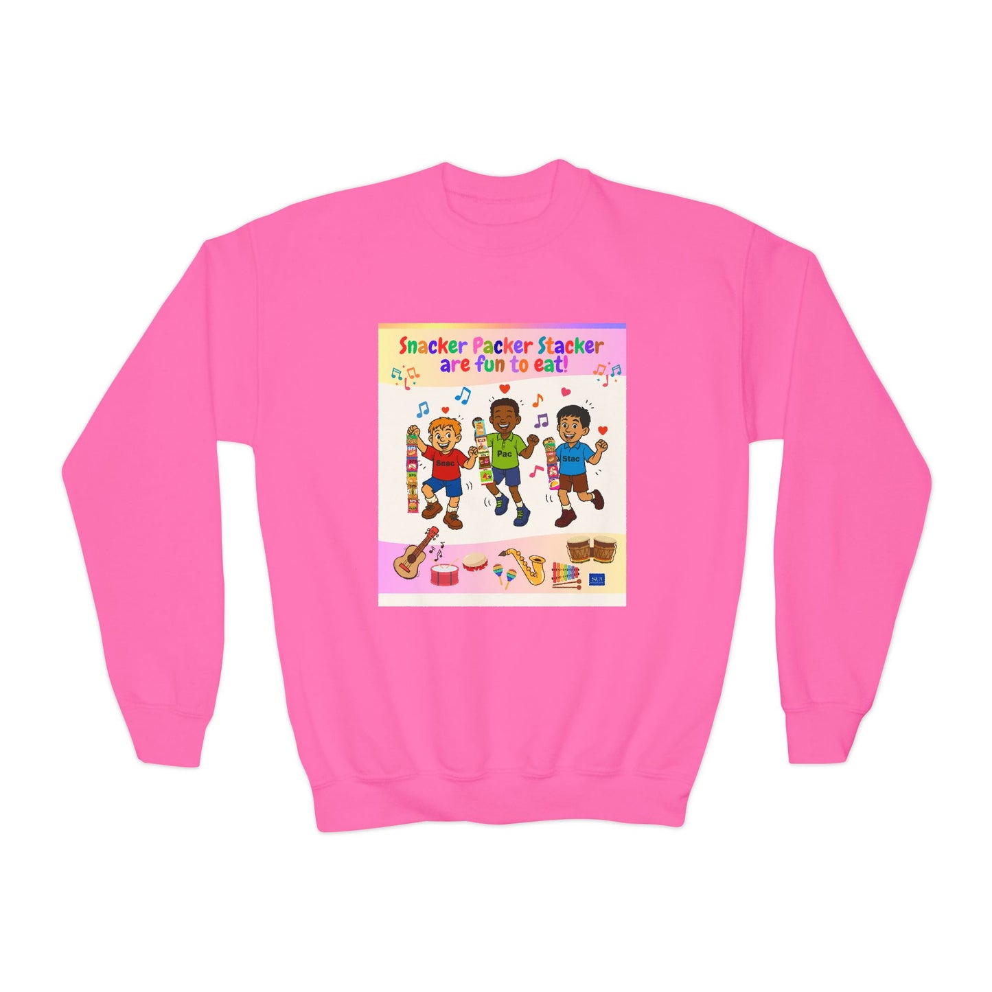 Youth Soccer Fun Crewneck Sweatshirt - Colorful Playful Design