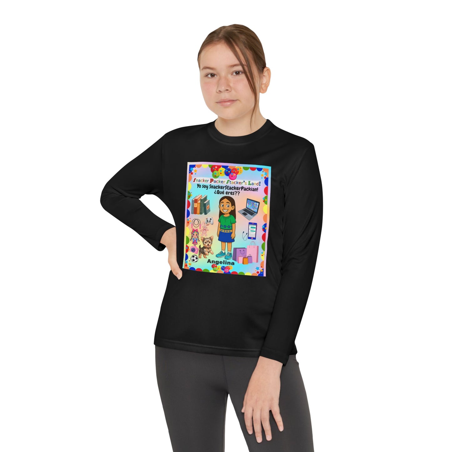 Youth Long Sleeve Tee — Personalized 'Angelina' Birthday/School Celebration Design