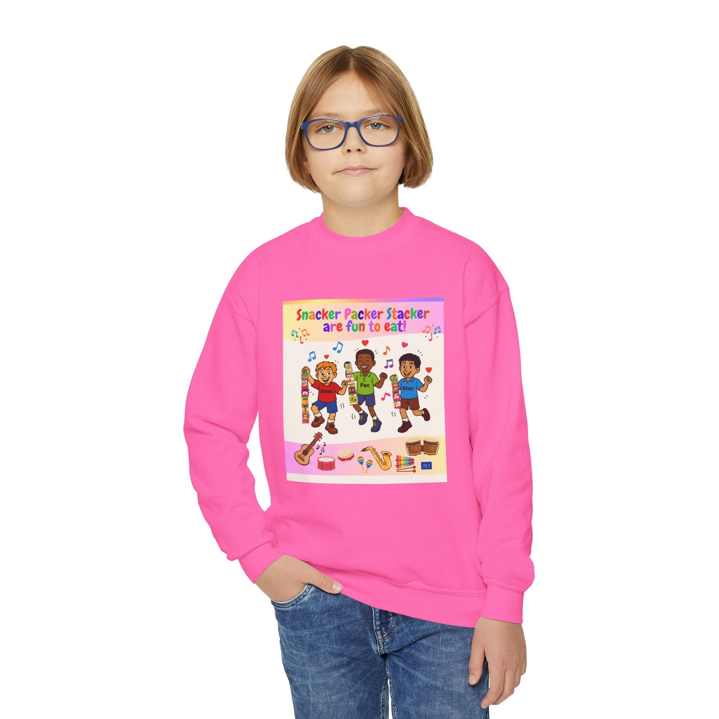 Youth Soccer Fun Crewneck Sweatshirt - Colorful Playful Design